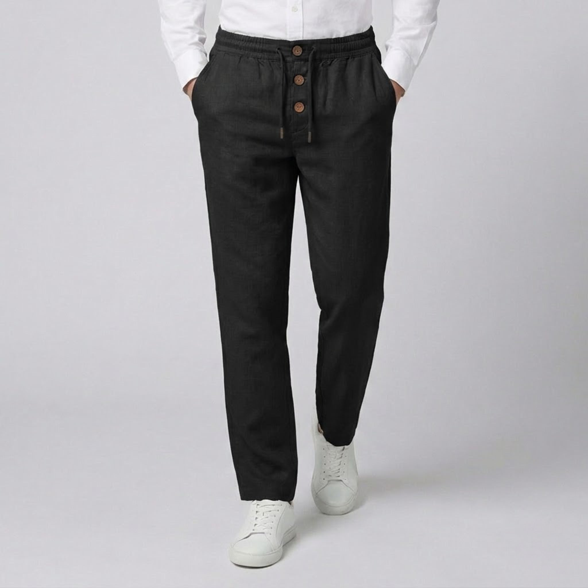 Men’s Slim-Fit Linen-Blend Trousers | Celestiella