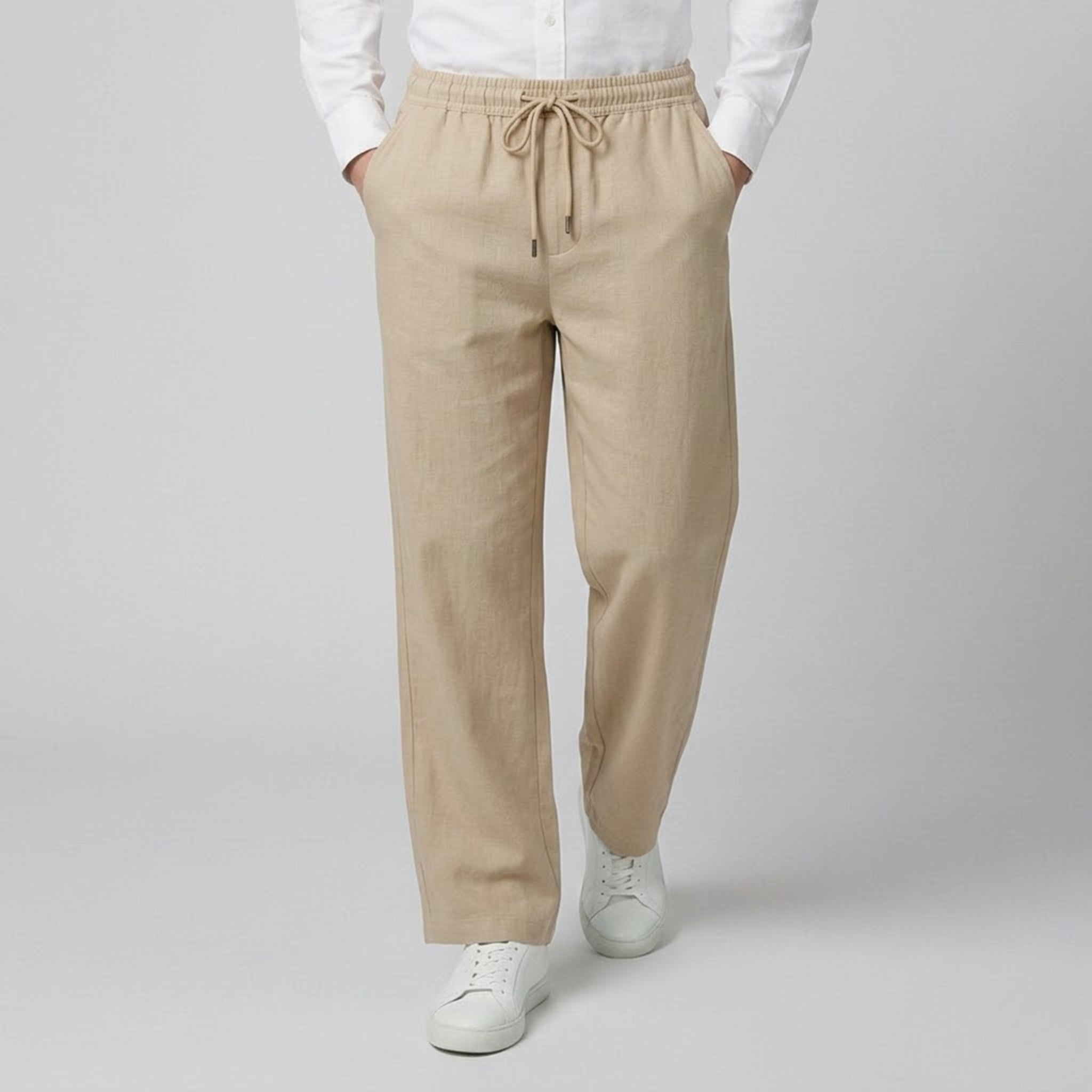 Men’s Wide-Leg Linen Utility Trousers | Celestiella