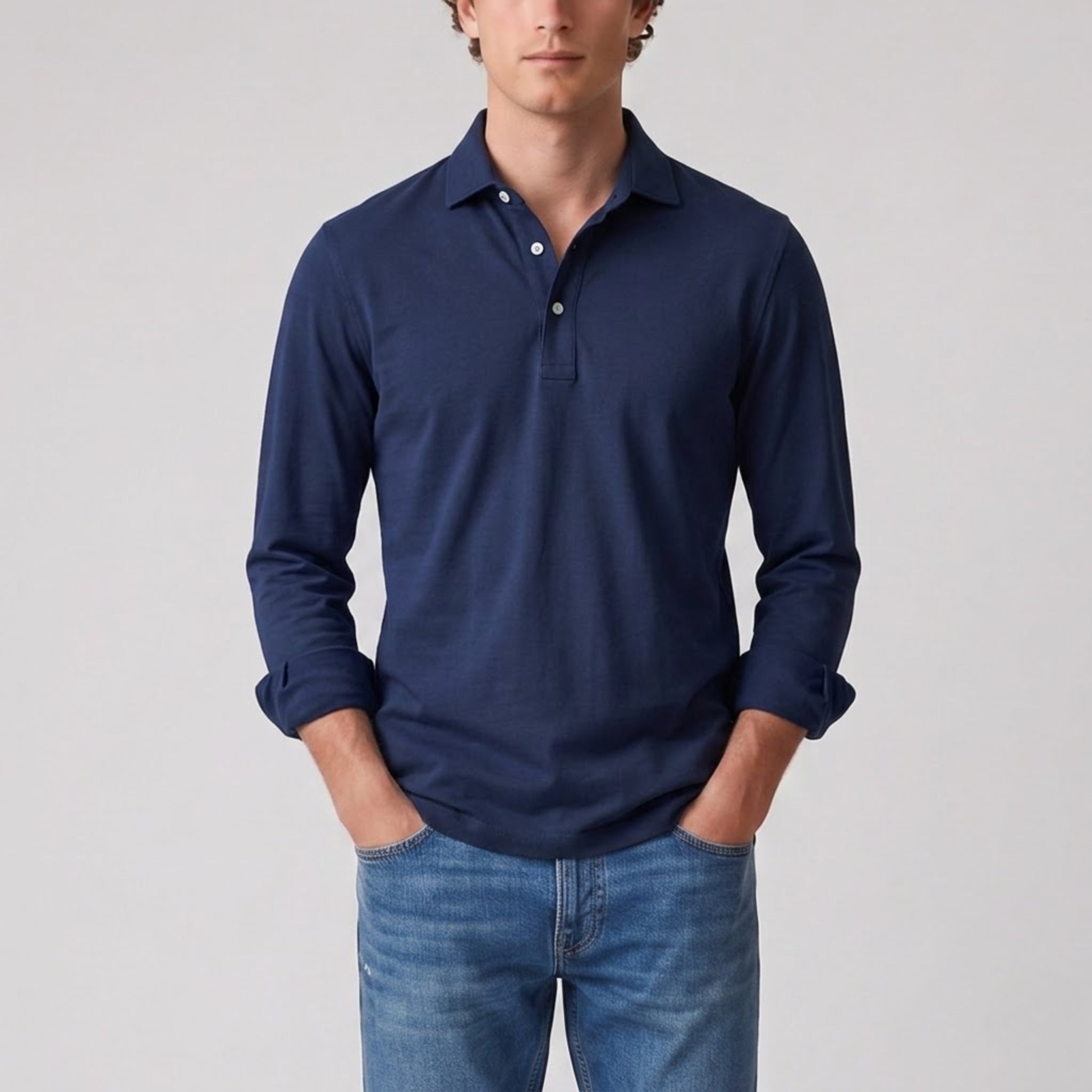 Men’s Long-Sleeve Polo Shirt | Celestiella