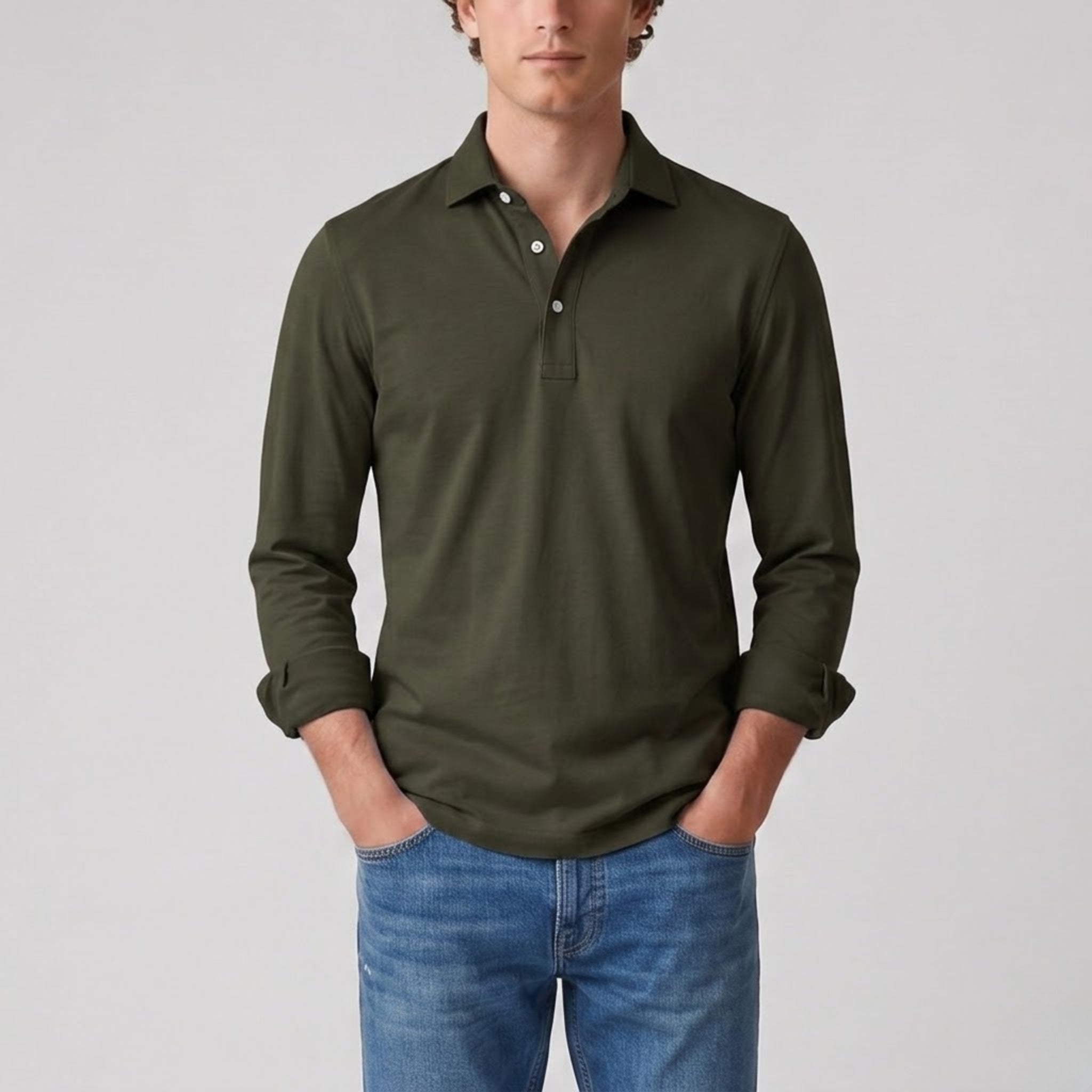Men’s Long-Sleeve Polo Shirt | Celestiella