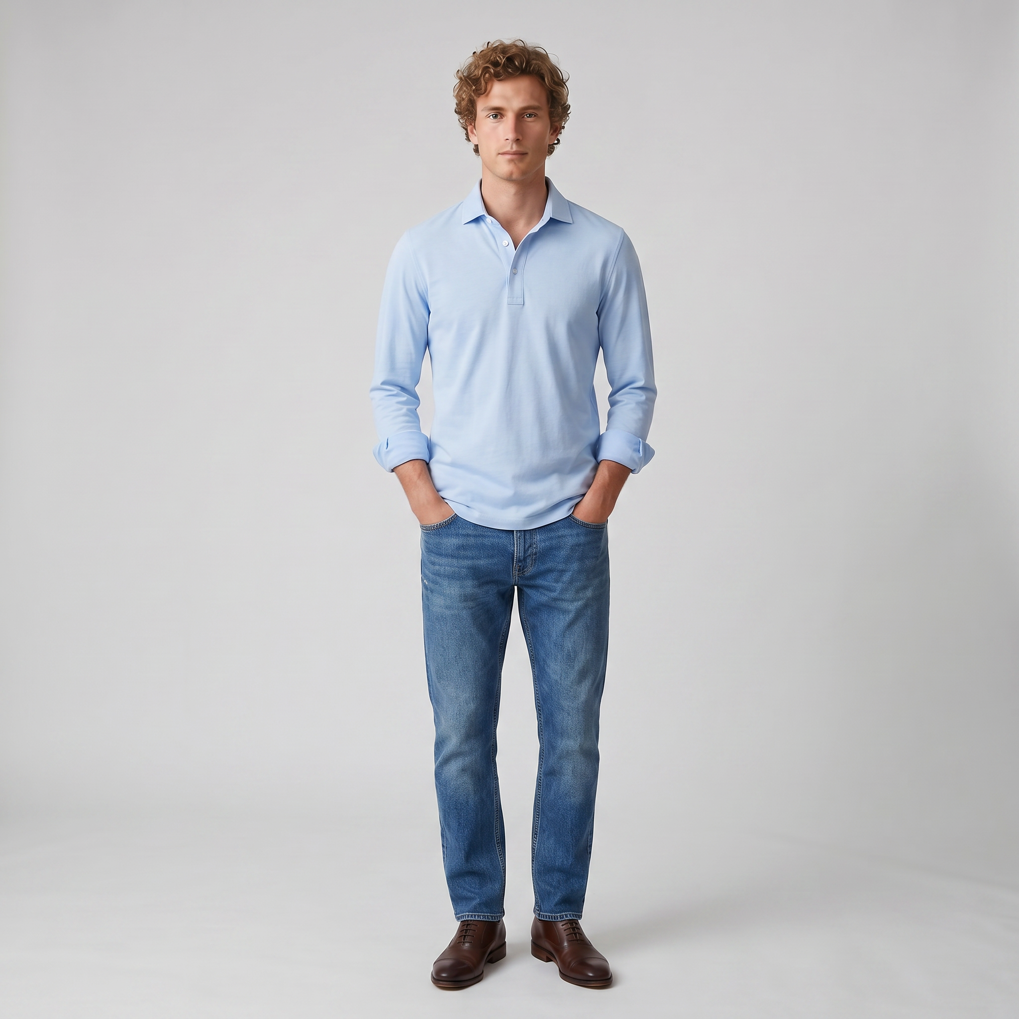 Men’s Long-Sleeve Polo Shirt | Celestiella