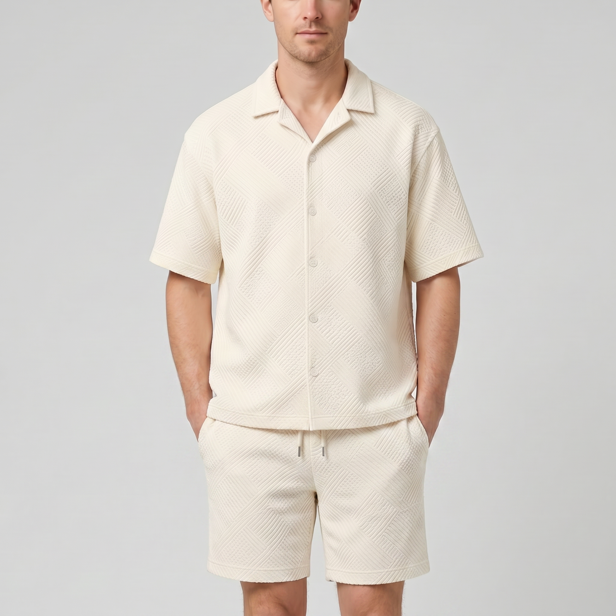 Men’s Plaid Texture Summer Set | Celestiella