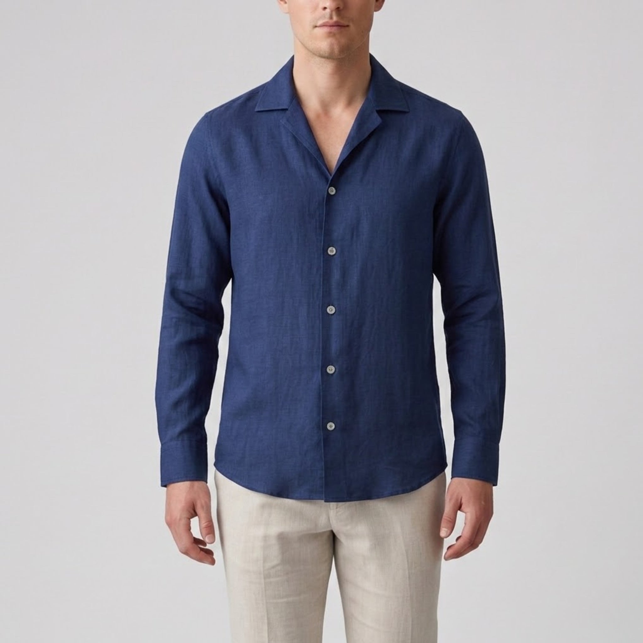 Men’s Slim-Fit Long-Sleeve Linen Shirt | Celestiella