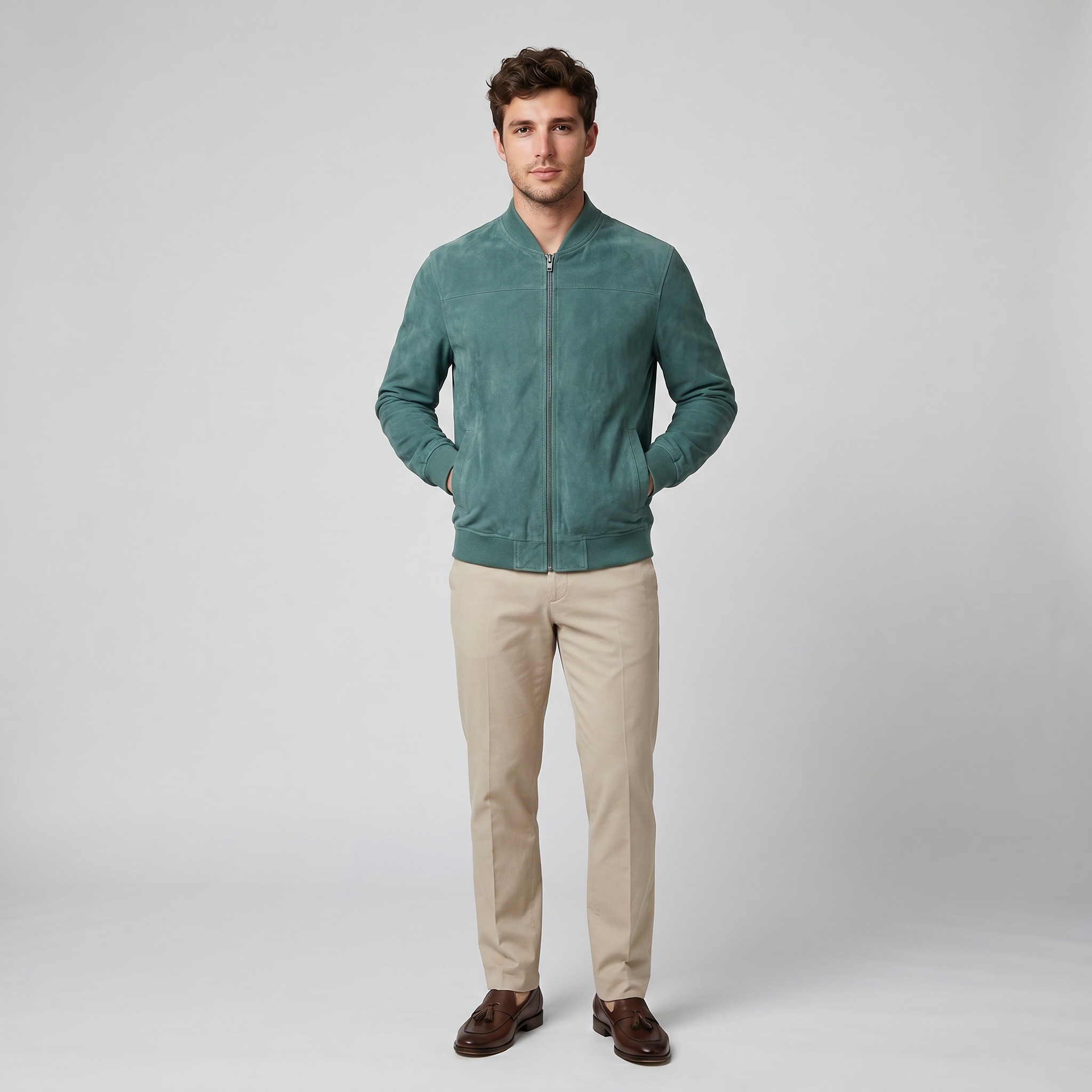 Men’s Suede Bomber Jacket | Celestiella