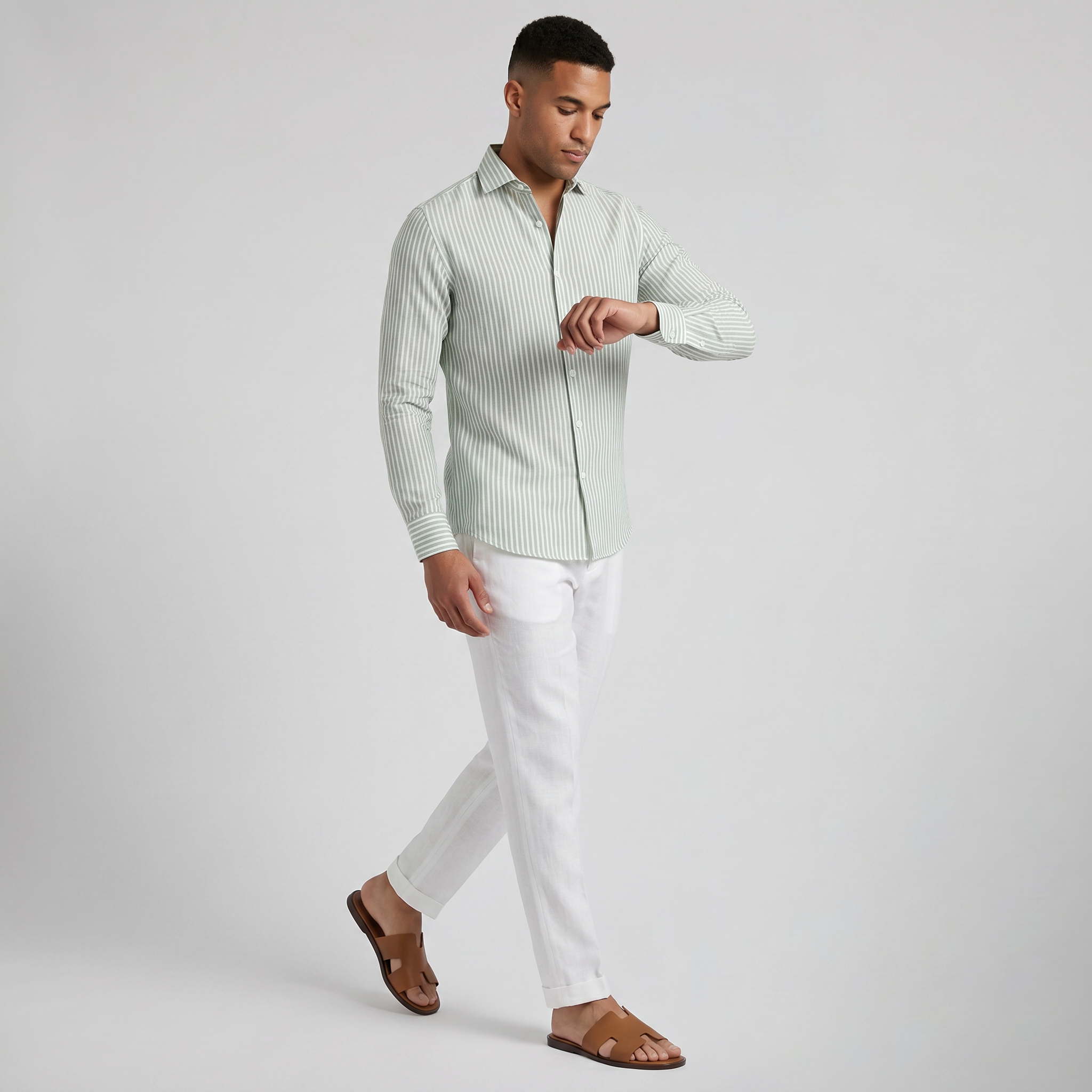 Men’s Tan H-Cut Out Slide Sandals | Celestiella