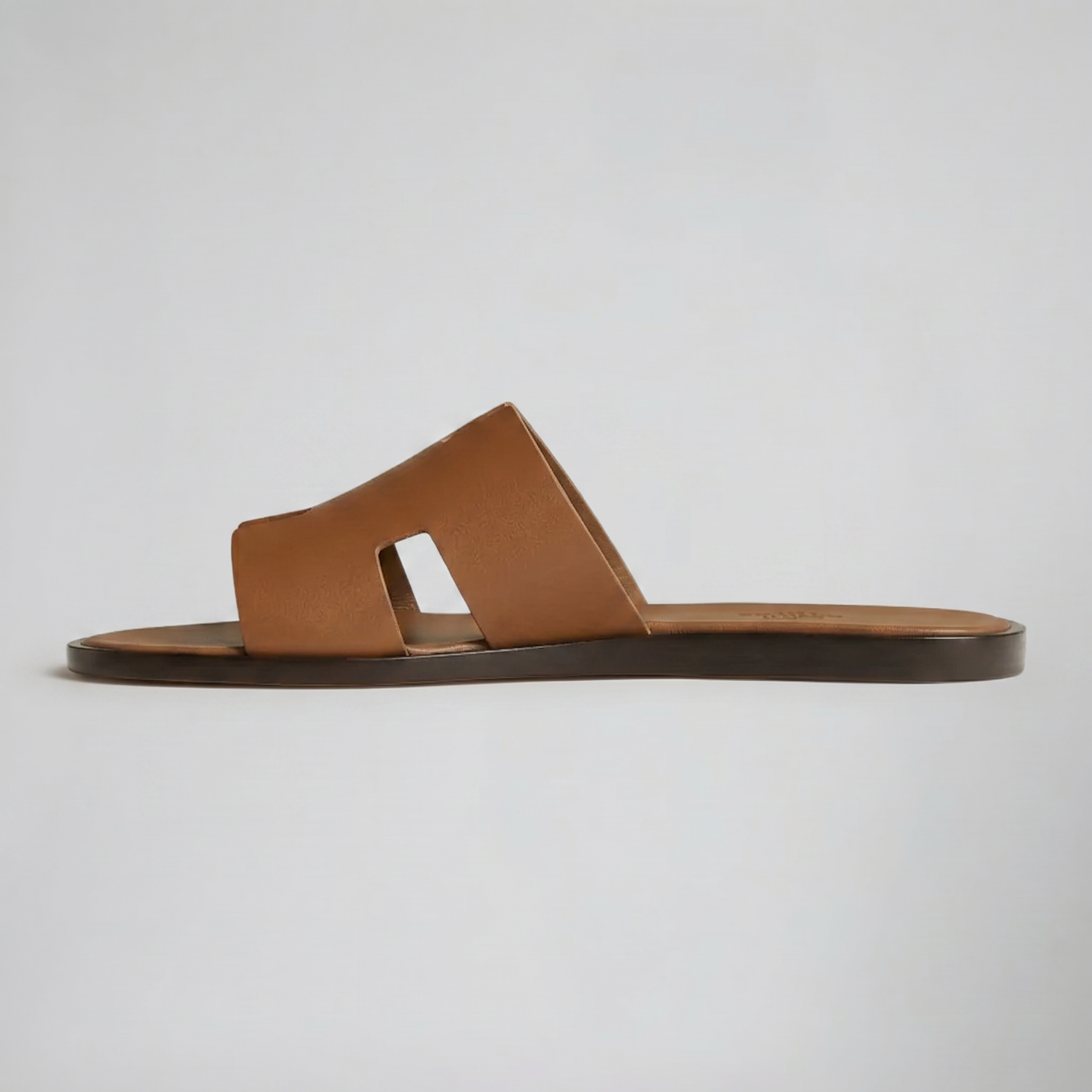 Men’s Tan H-Cut Out Slide Sandals | Celestiella