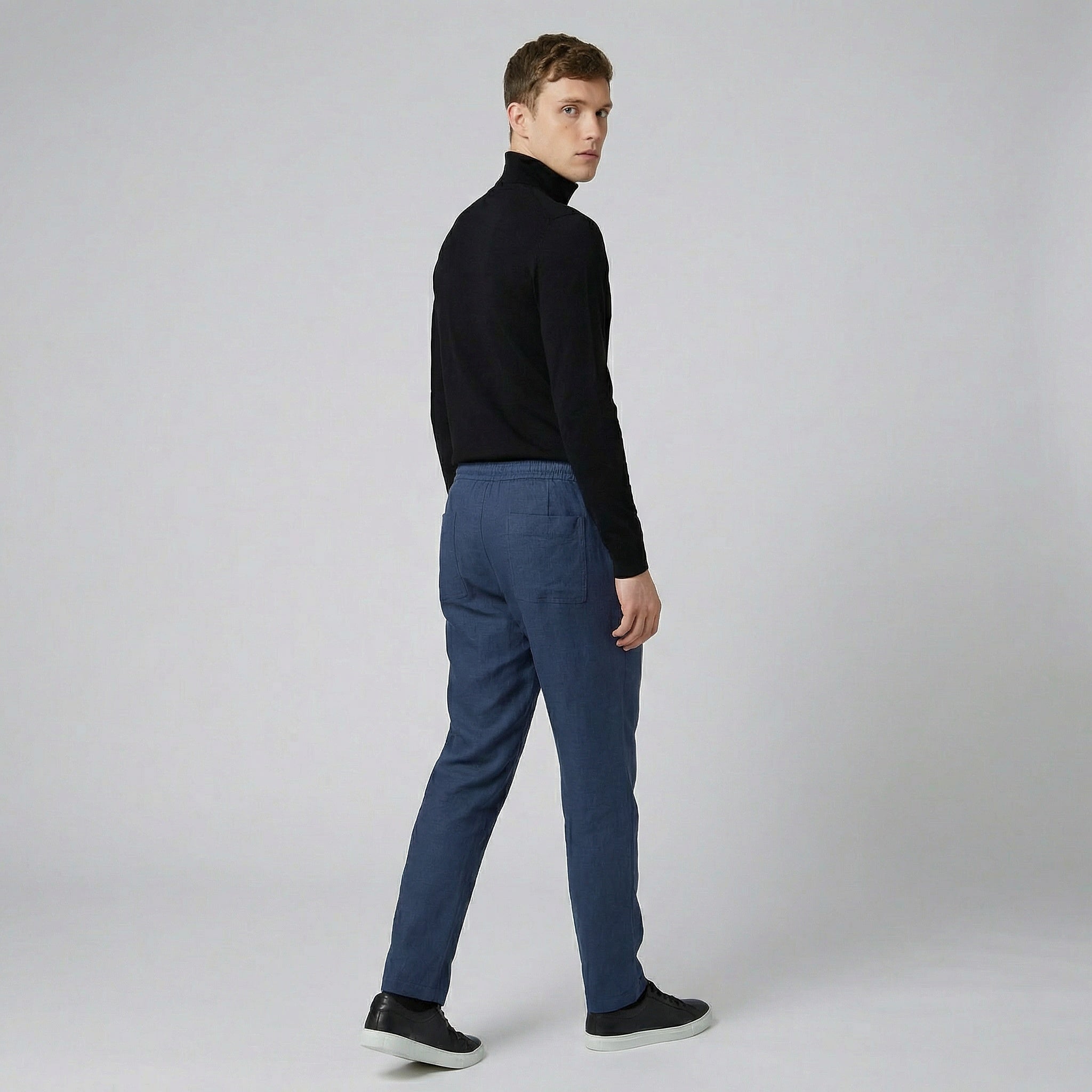 Men’s Wide-Leg Linen Utility Trousers | Celestiella