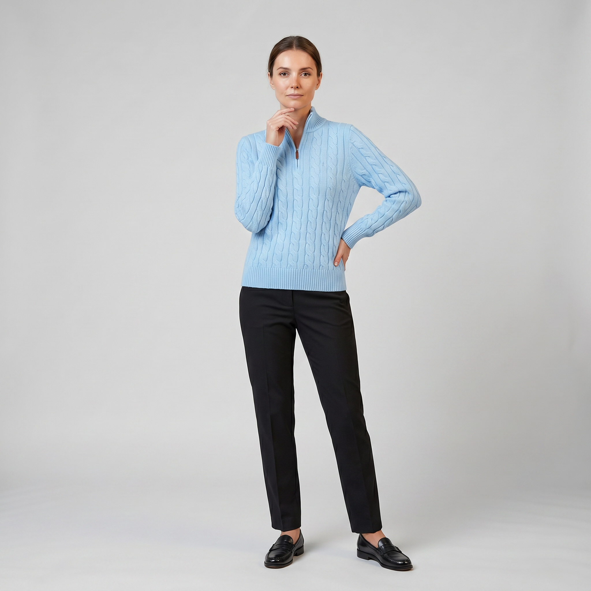 Women’s Cable Knit Half-Zip Jumper | Celestiella