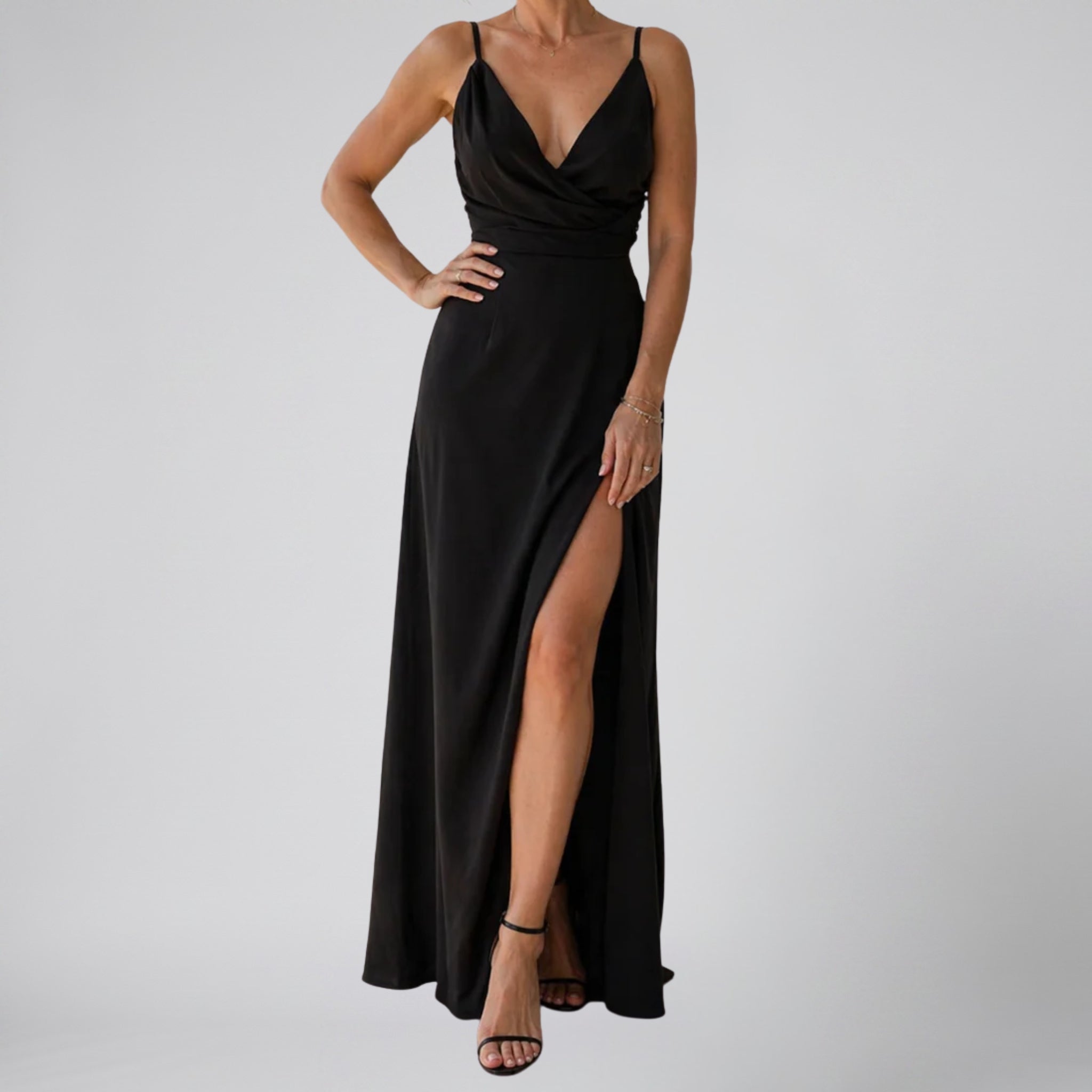 Women’s Deep V-Neck Open-Back Maxi Dress | Celestiella