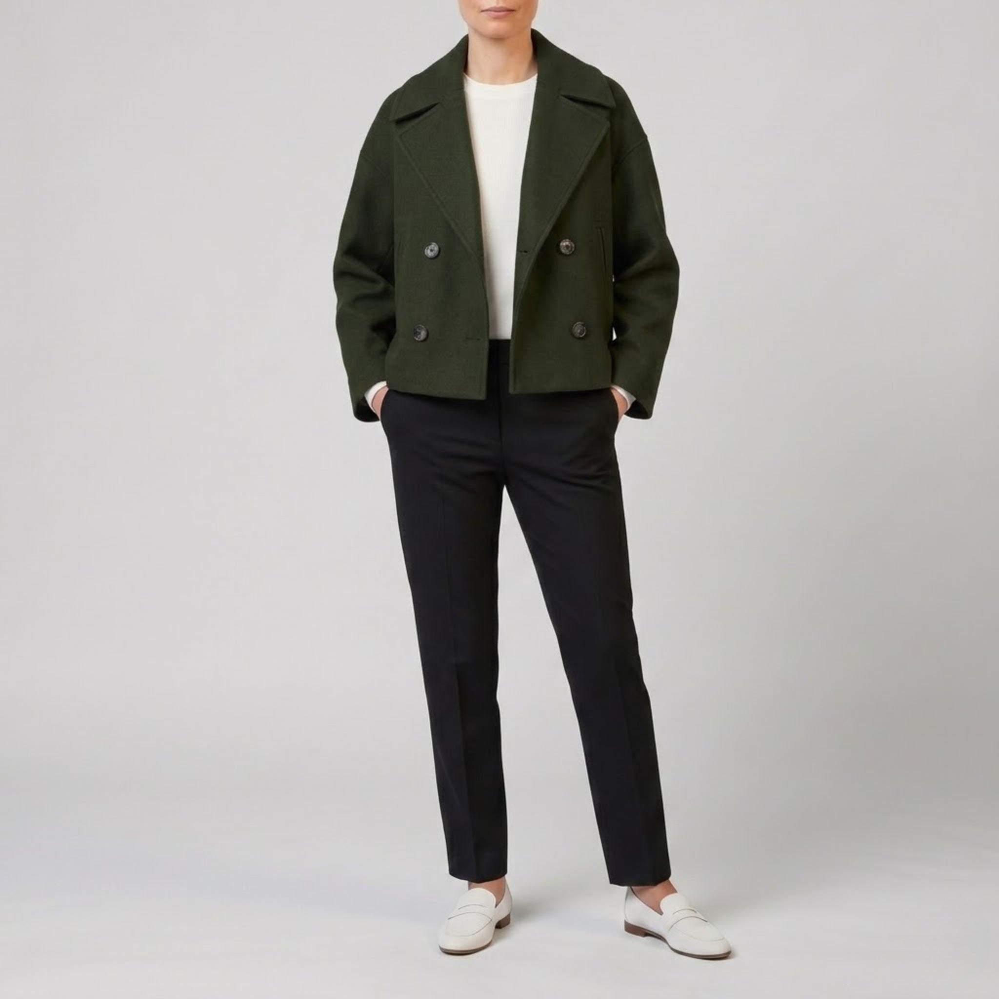 Women’s Double-Breasted Wool-Blend coat | Celestiella