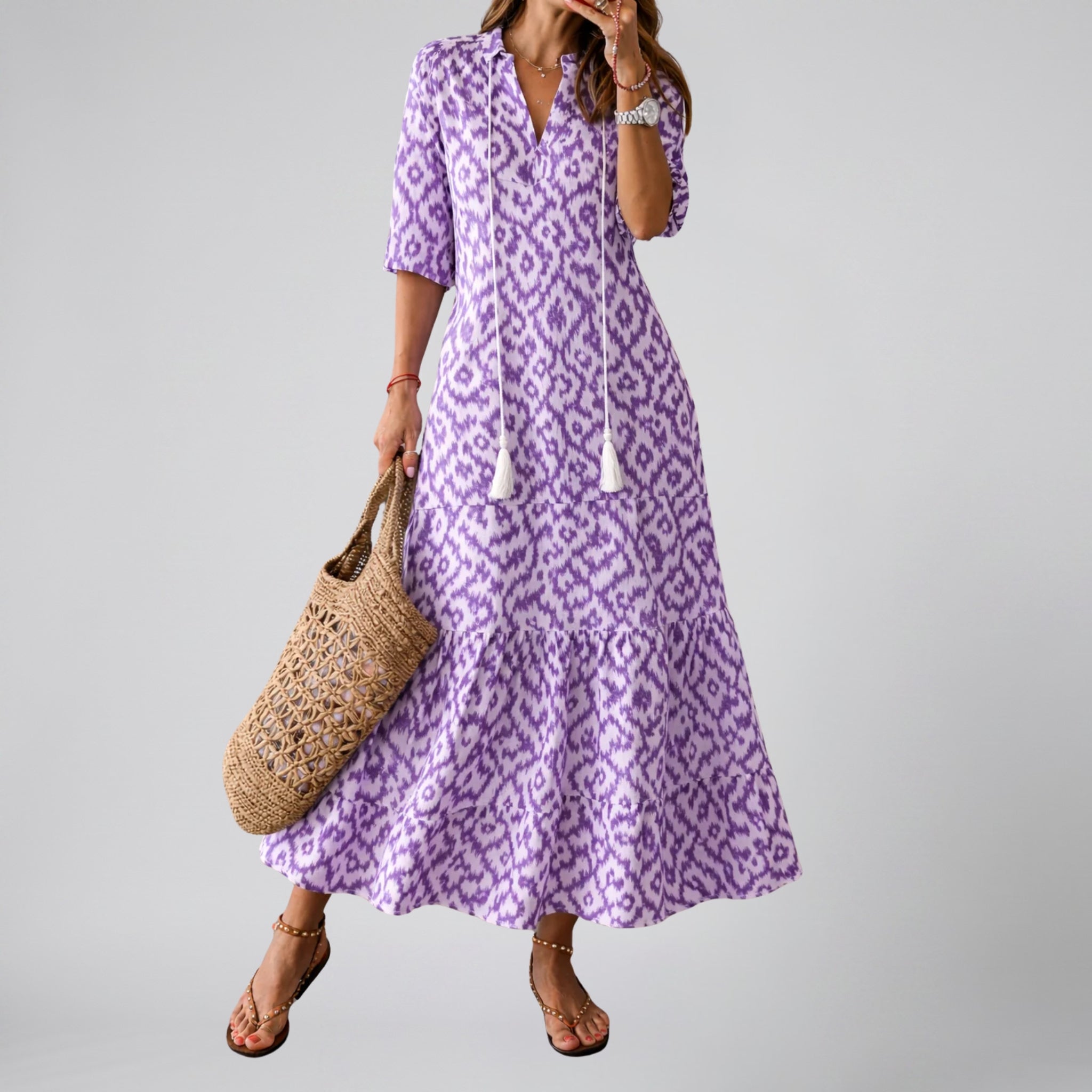 Women’s Floral V-Neck Maxi Dress | Celestiella