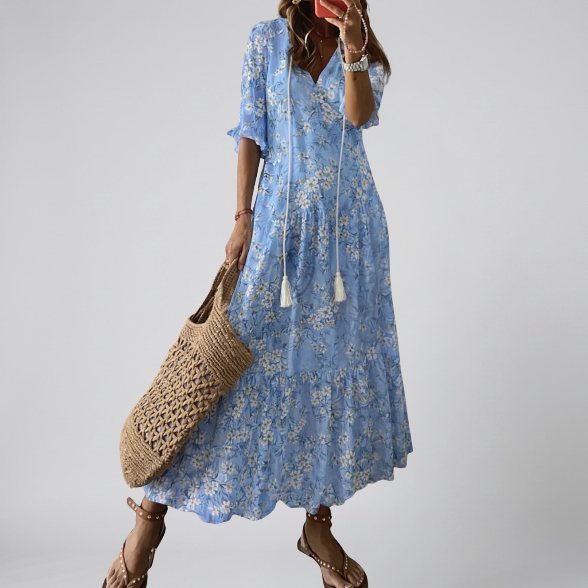 Women’s Floral V-Neck Maxi Dress | Celestiella