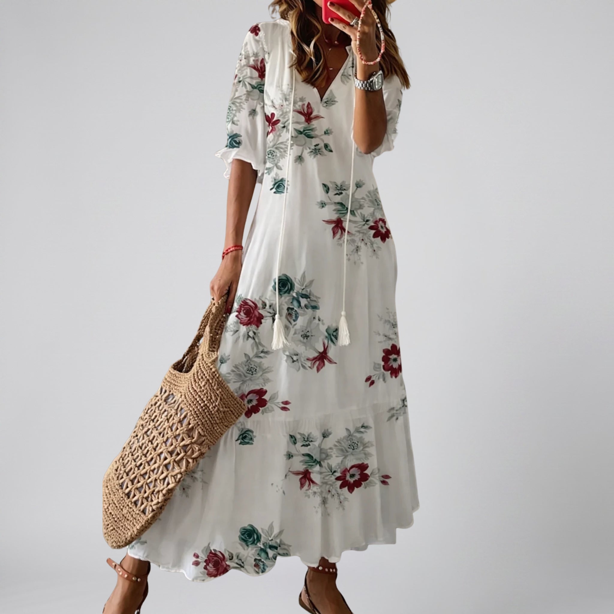 Women’s Floral V-Neck Maxi Dress | Celestiella