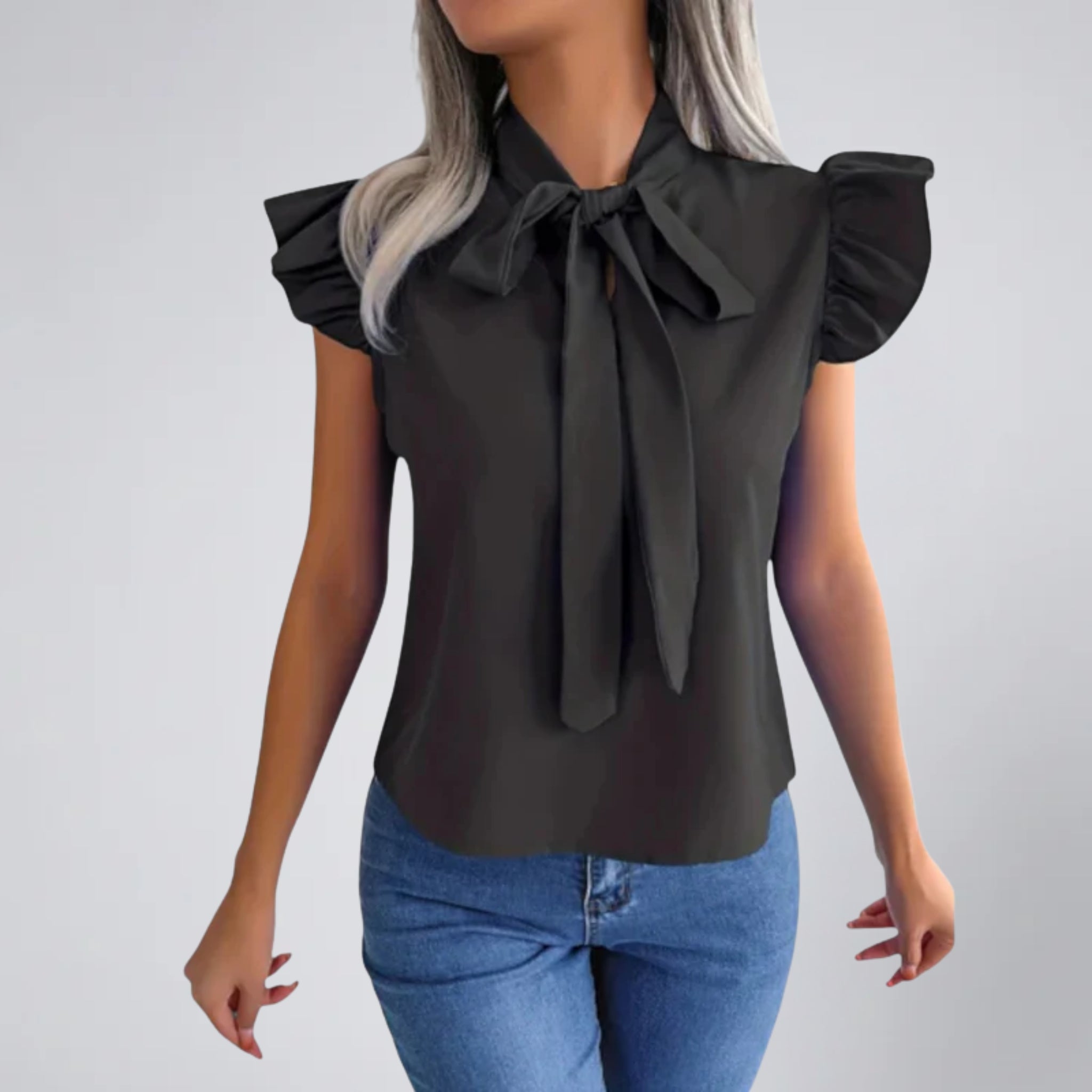 Women’s Flutter-Sleeve Bow Blouse | Celestiella