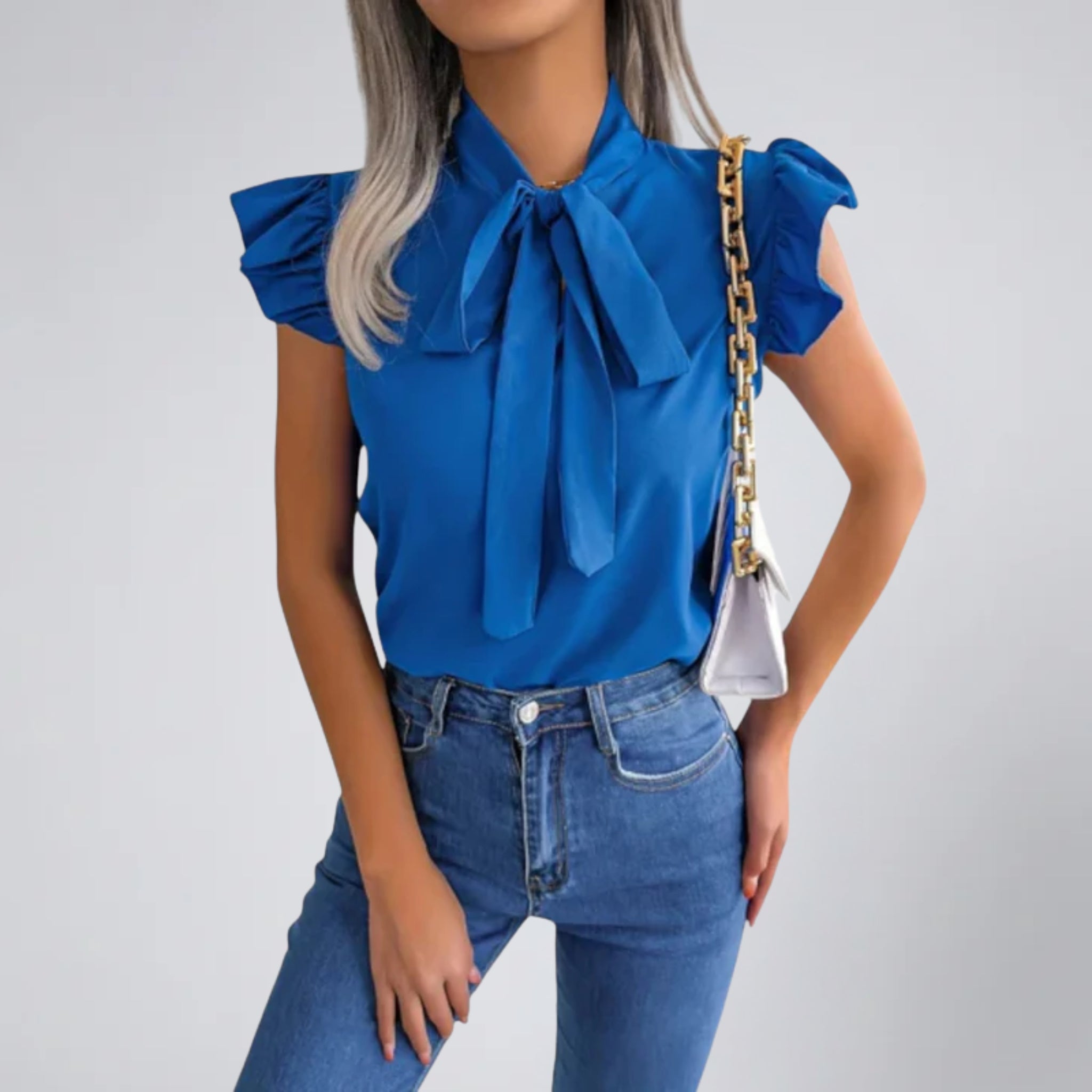 Women’s Flutter-Sleeve Bow Blouse | Celestiella