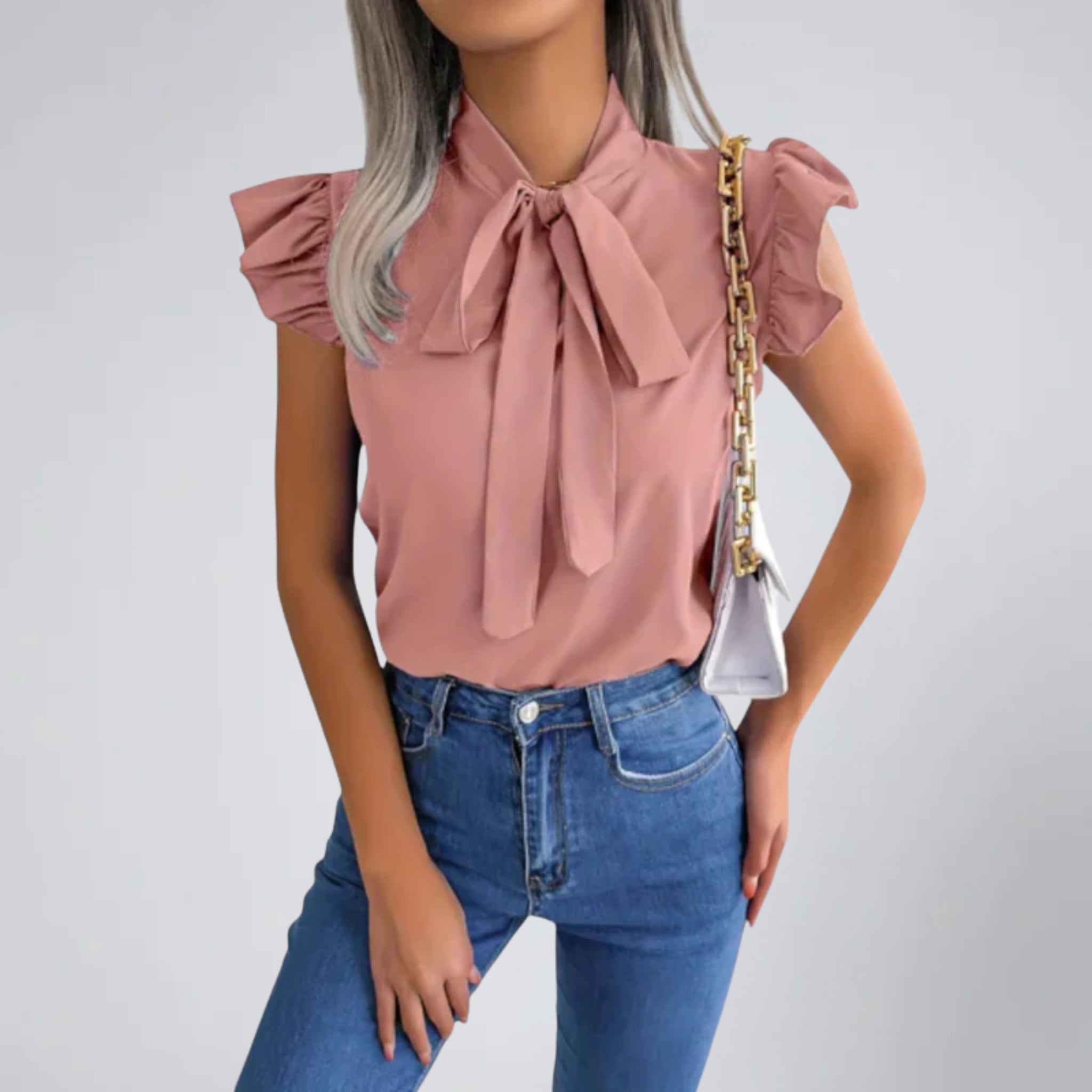 Women’s Flutter-Sleeve Bow Blouse | Celestiella