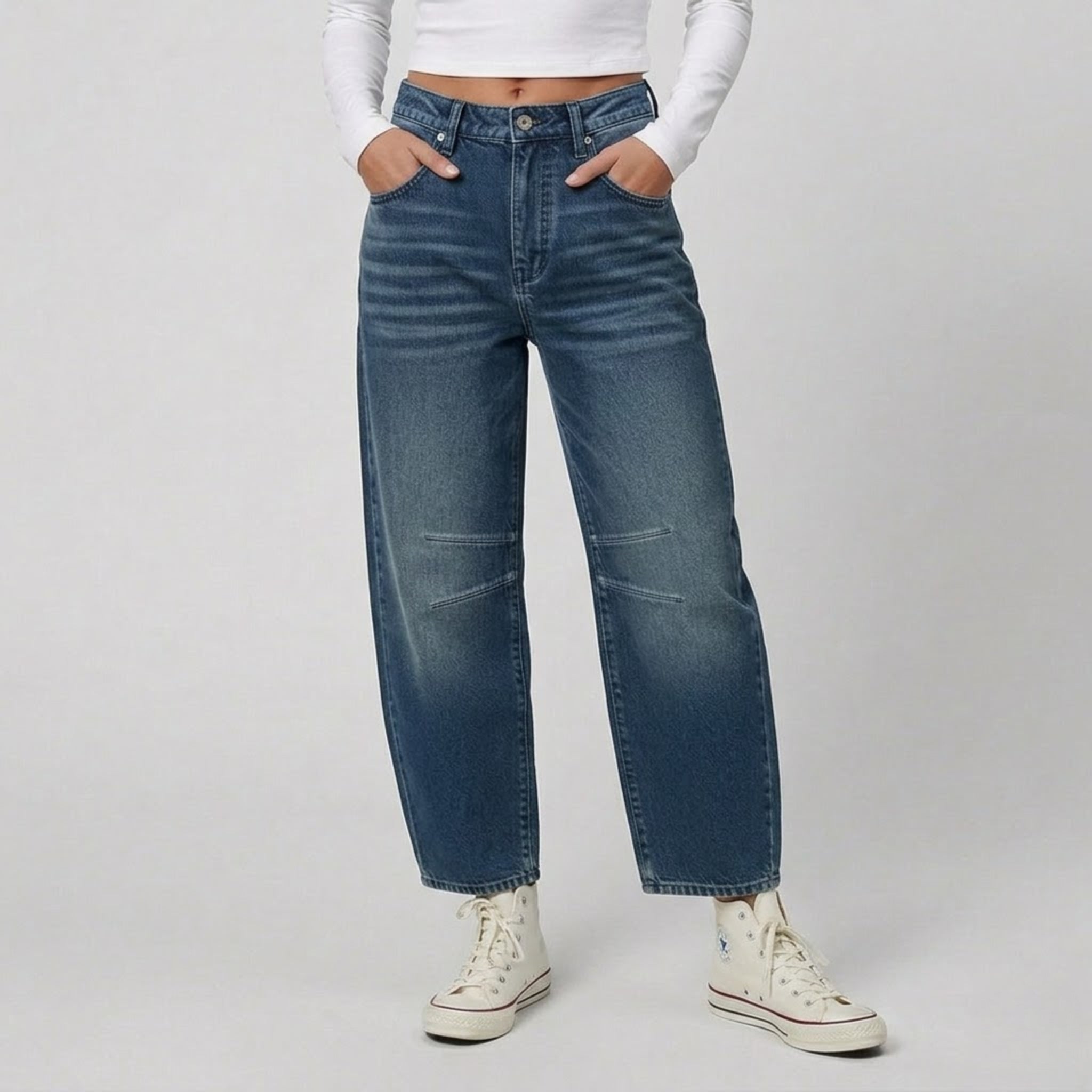 Women’s High-Waisted Distressed Balloon Jeans | Celestiella
