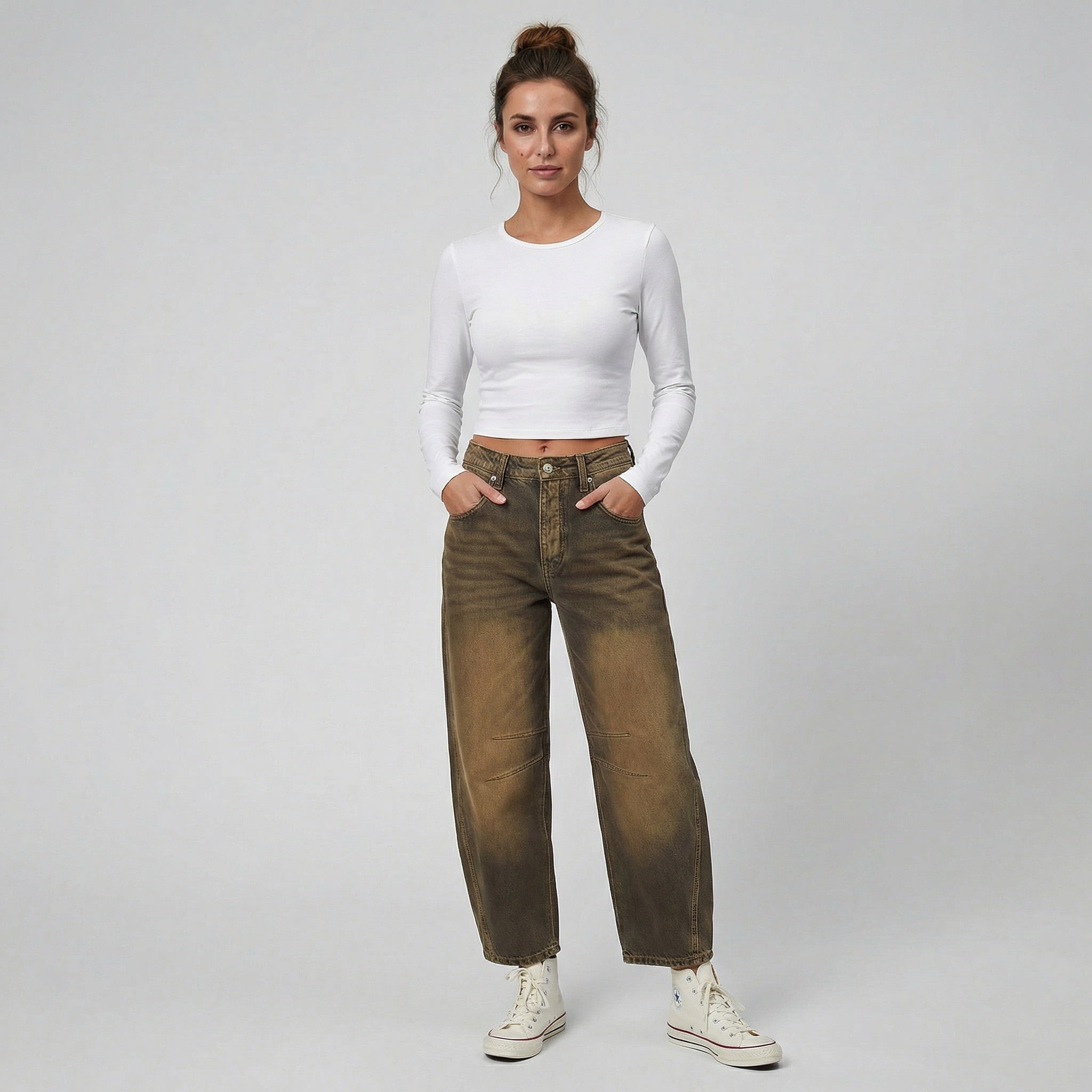 Celestiella - Women’s High-Waisted Distressed Balloon Jeans