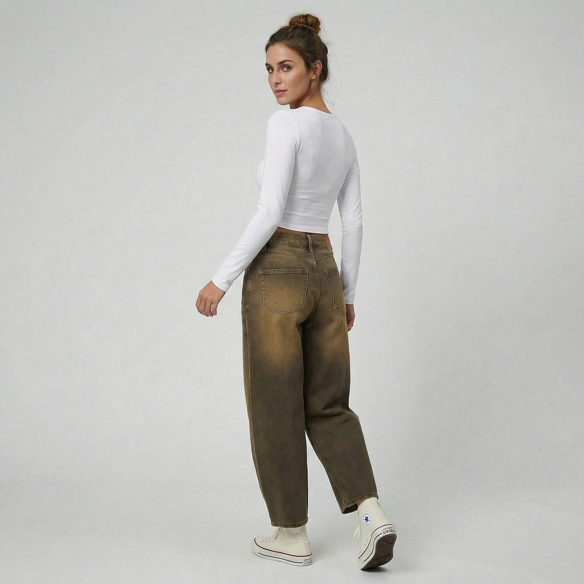 Celestiella - Women’s High-Waisted Distressed Balloon Jeans