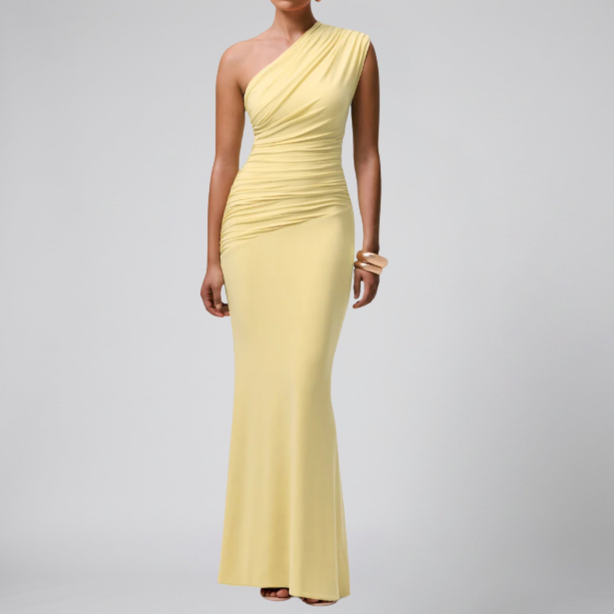 Women’s Asymmetrical Ruched Maxi Dress | Celestiella