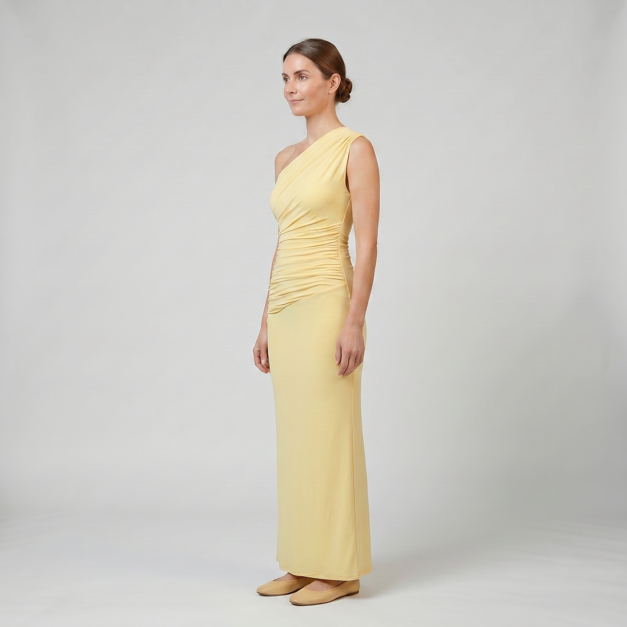 Women’s Asymmetrical Ruched Maxi Dress | Celestiella