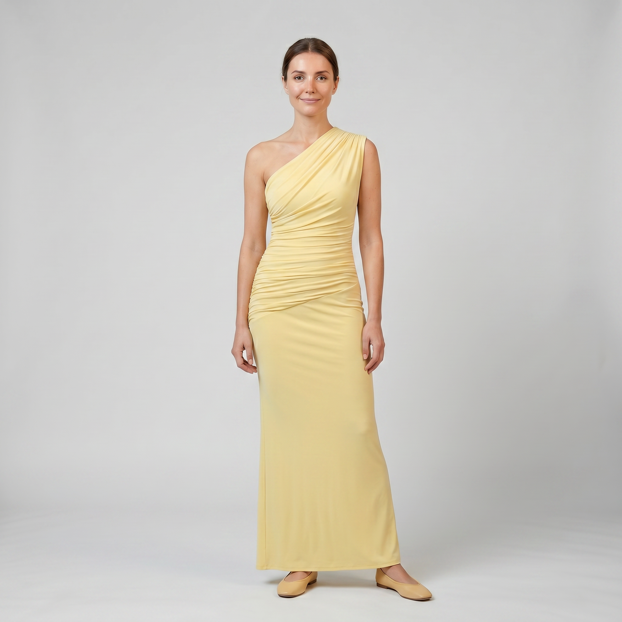 Women’s Asymmetrical Ruched Maxi Dress | Celestiella