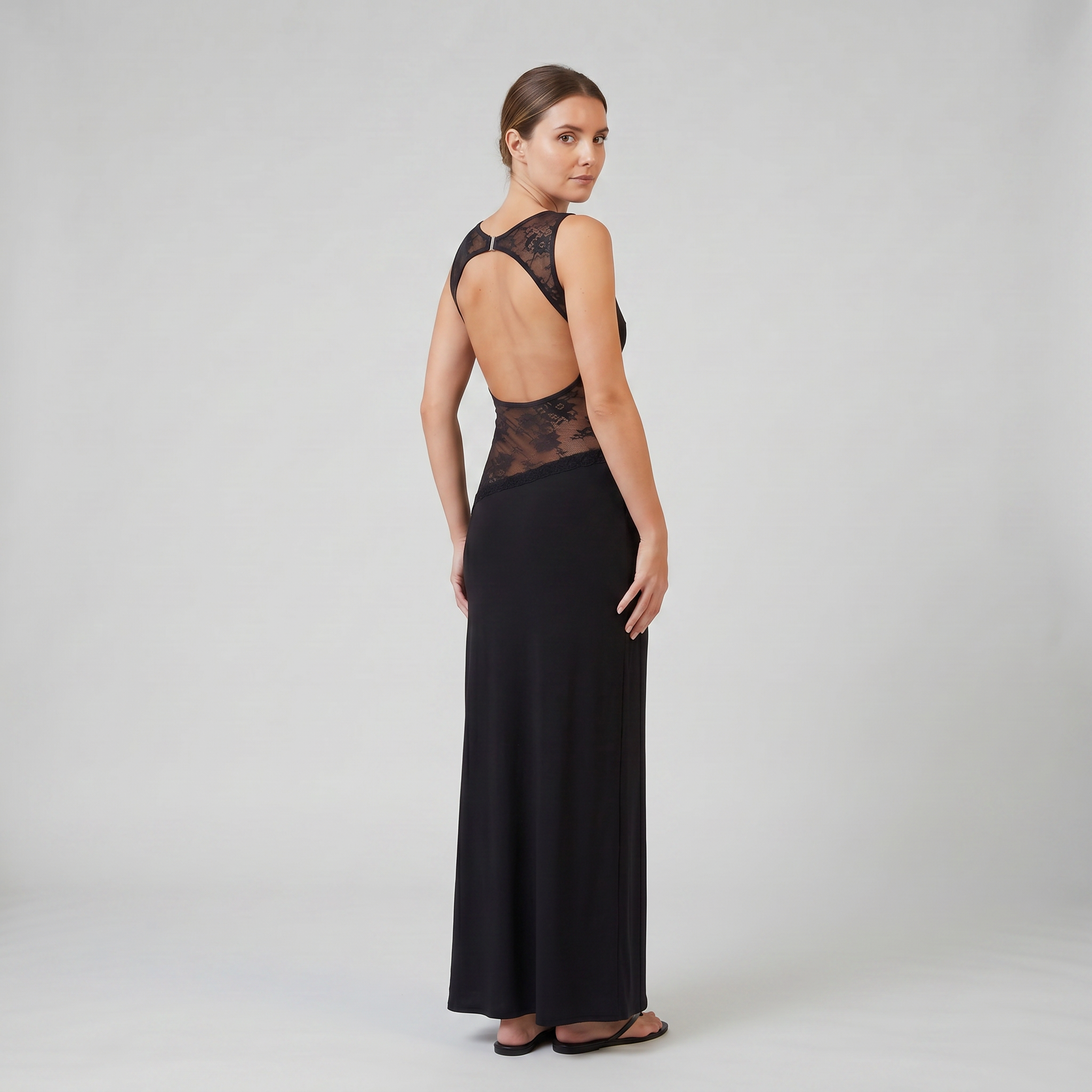 Women’s Sleeveless Lace-Insert Maxi Dress | Celestiella