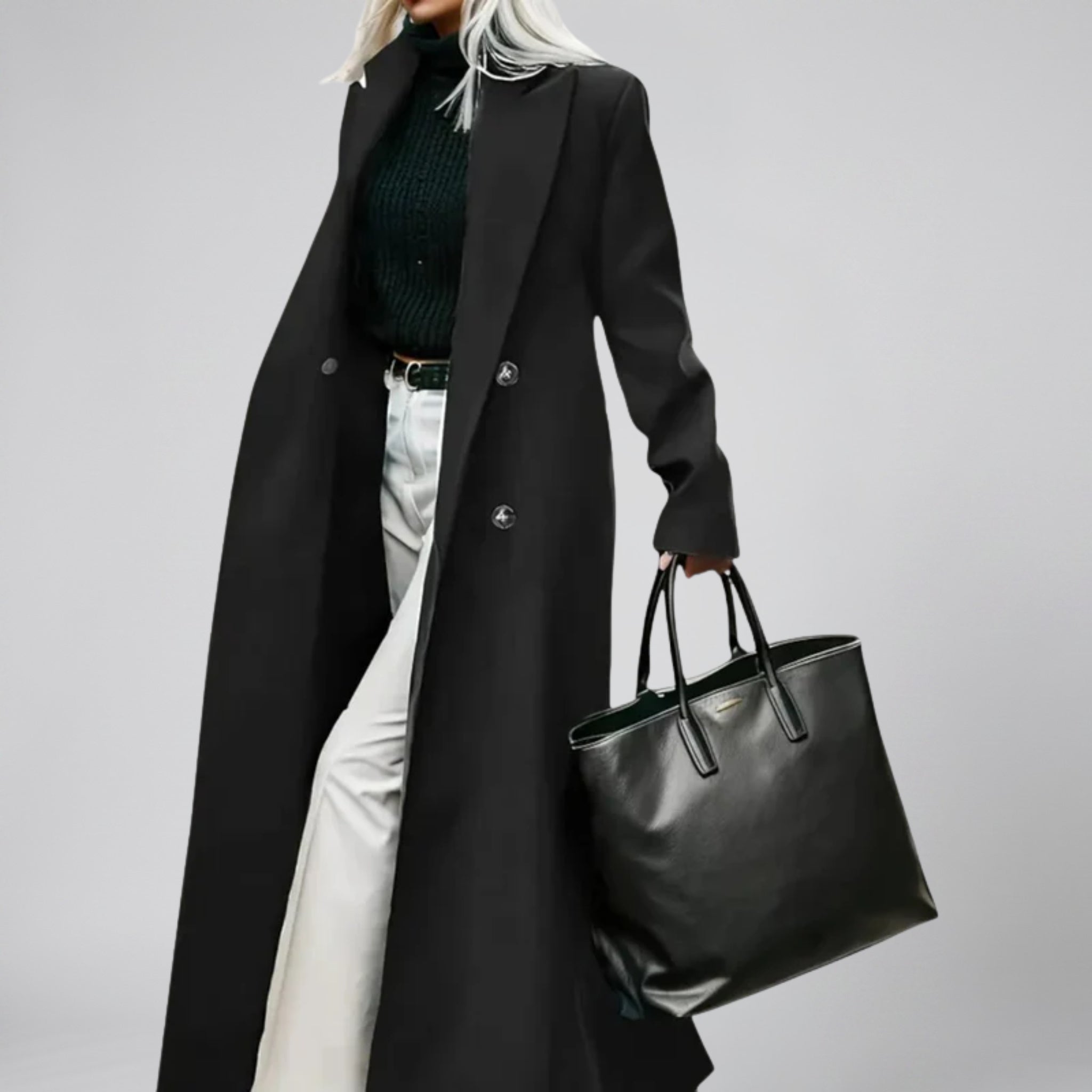 Women’s Tailored Double-Breasted Longline Coat | Celestiella