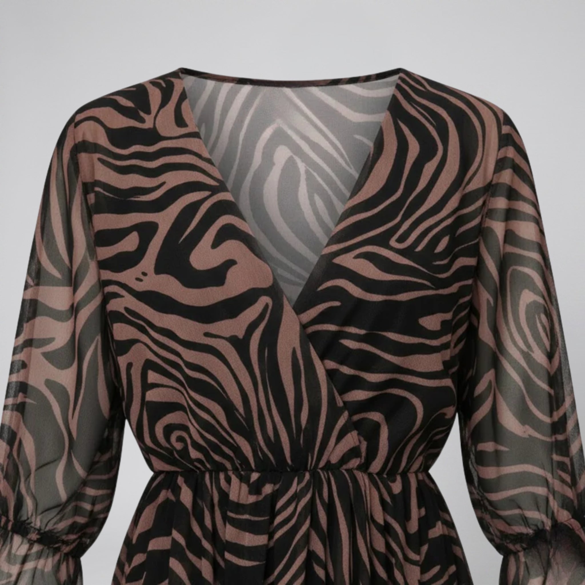 Women’s V-Neck Print Midi Dress -Chiffon Wrap | Celestiella