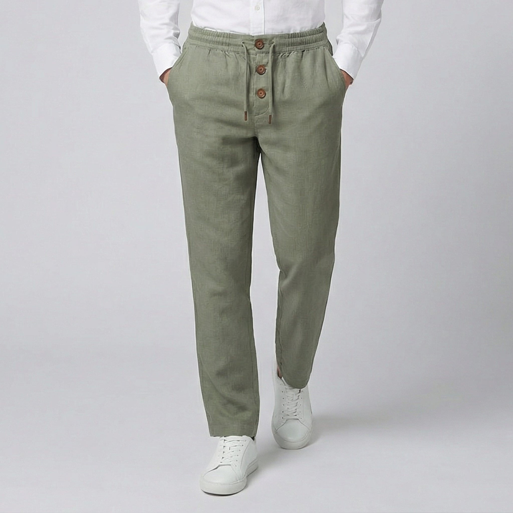 Men’s Slim-Fit Linen-Blend Trousers | Celestiella
