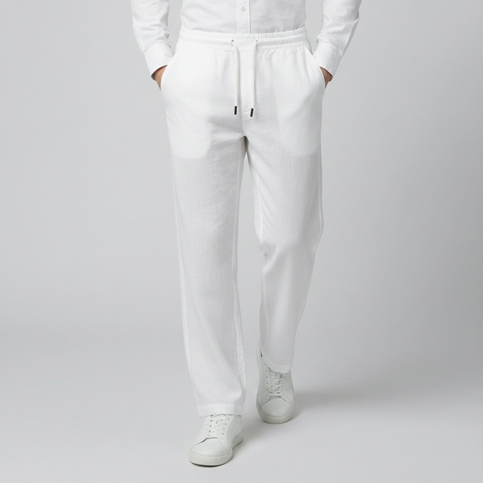 Men’s Wide-Leg Linen Utility Trousers | Celestiella