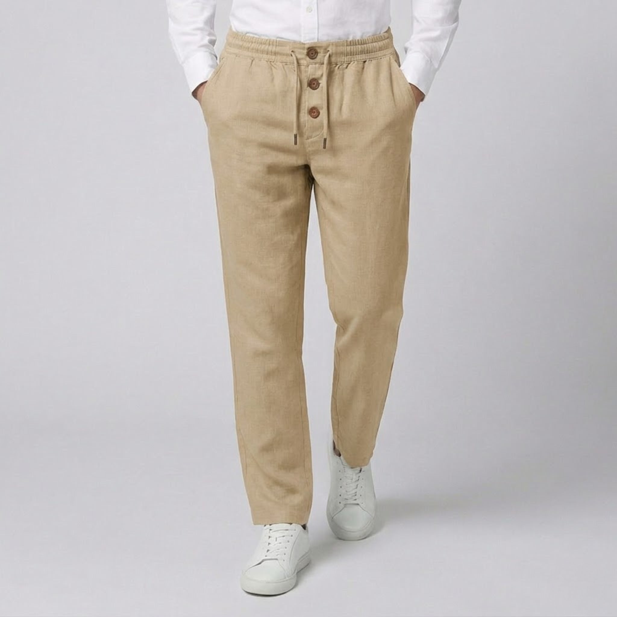 Men’s Slim-Fit Linen-Blend Trousers | Celestiella
