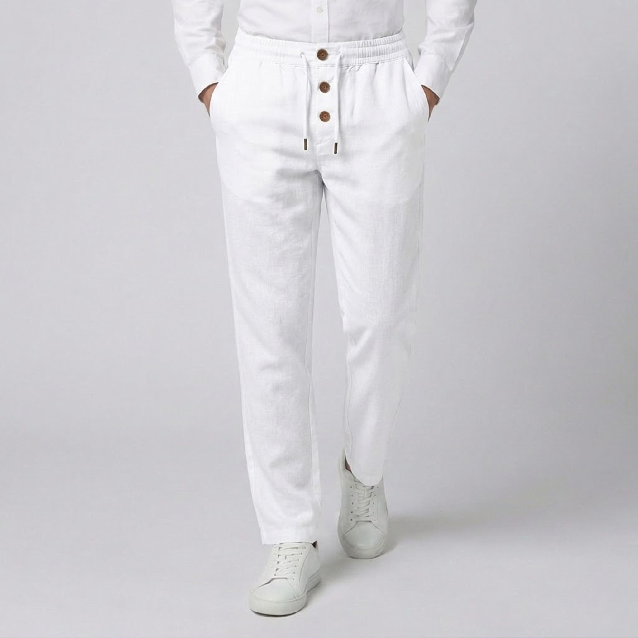 Men’s Slim-Fit Linen-Blend Trousers | Celestiella