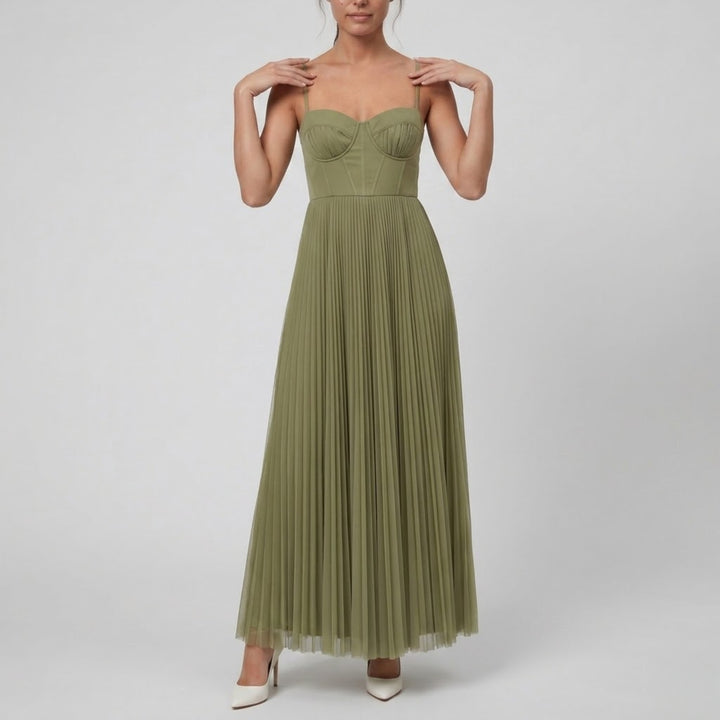 Women's Maxi Dress, Pleated Bustier Occasion Style