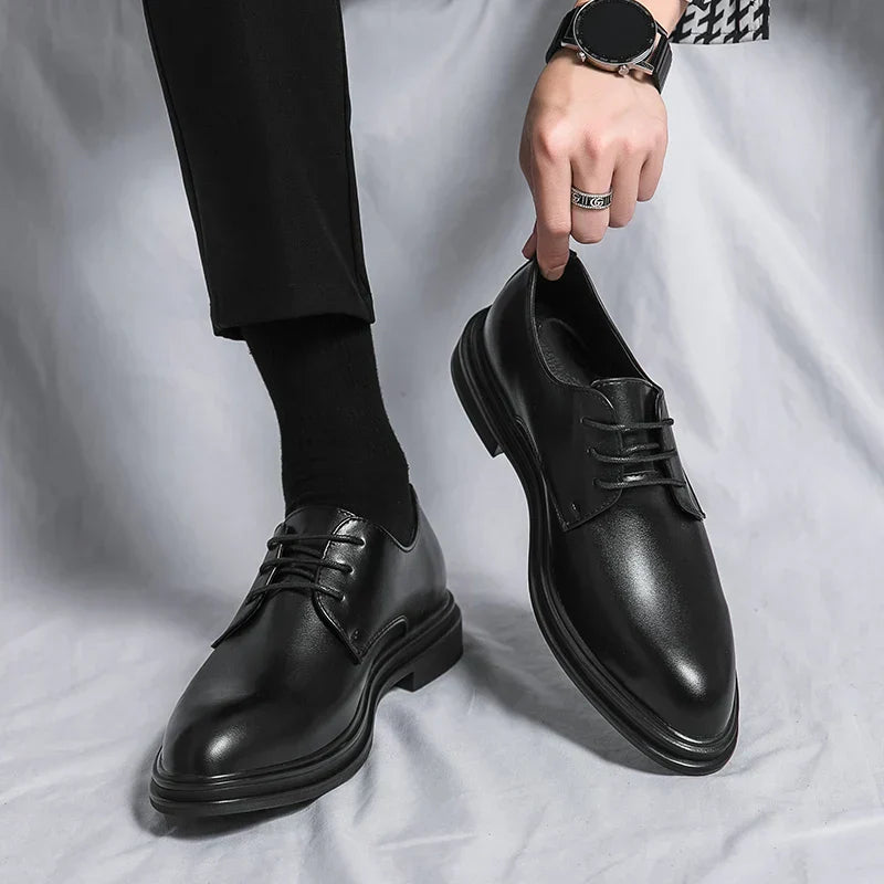 Men’s Black Derby Shoes with Lace-Up