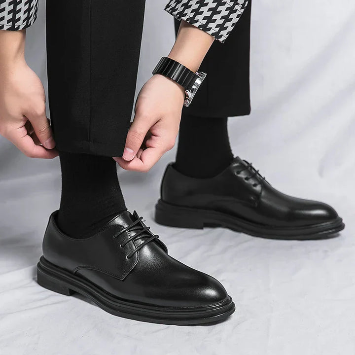 Men’s Black Derby Shoes with Lace-Up