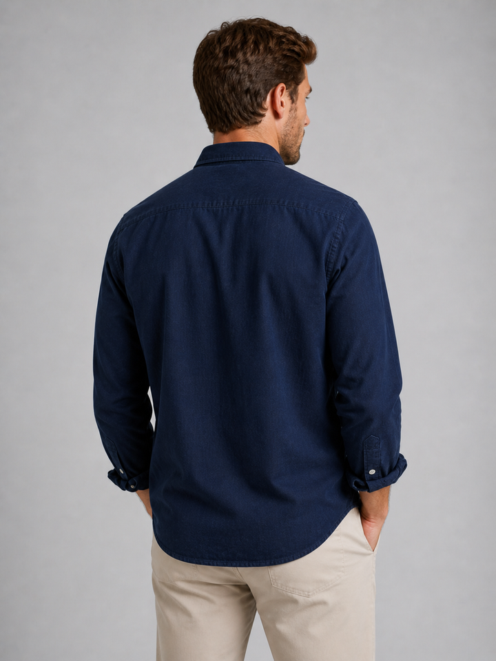 Men’s Casual Button-Down Shirt with Relaxed Fit