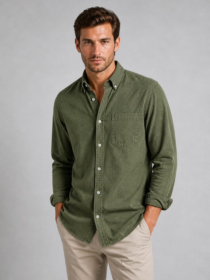 Men’s Casual Button-Down Shirt with Relaxed Fit