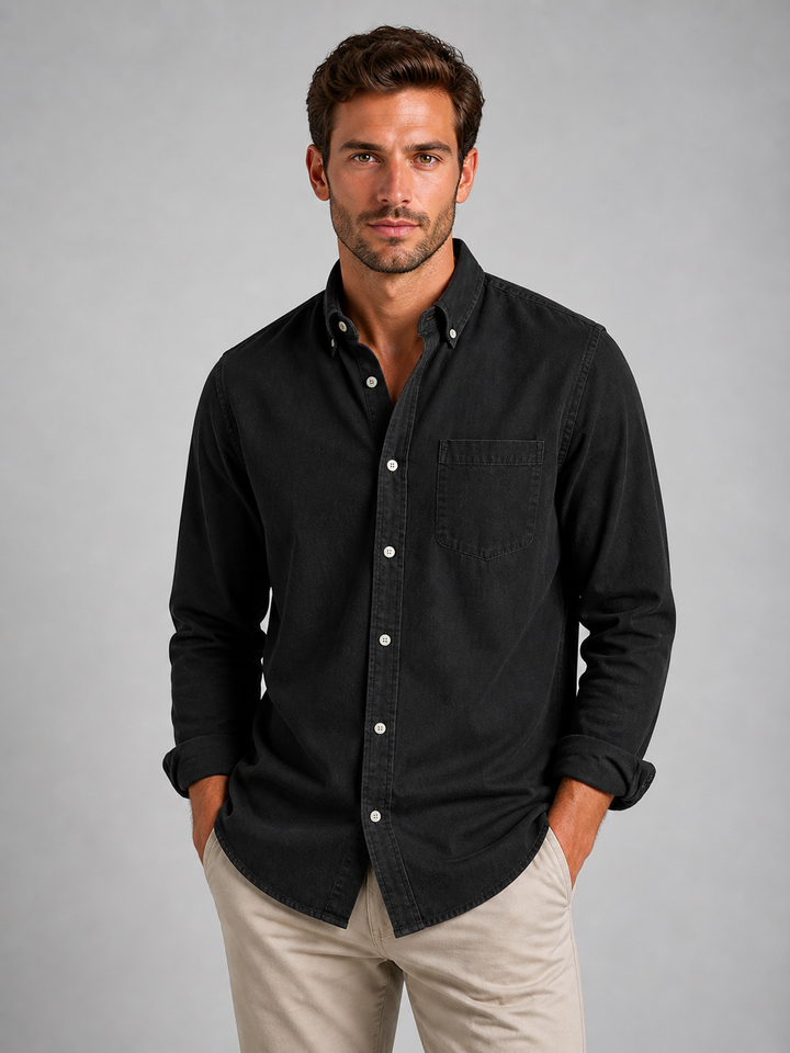 Men’s Casual Button-Down Shirt with Relaxed Fit