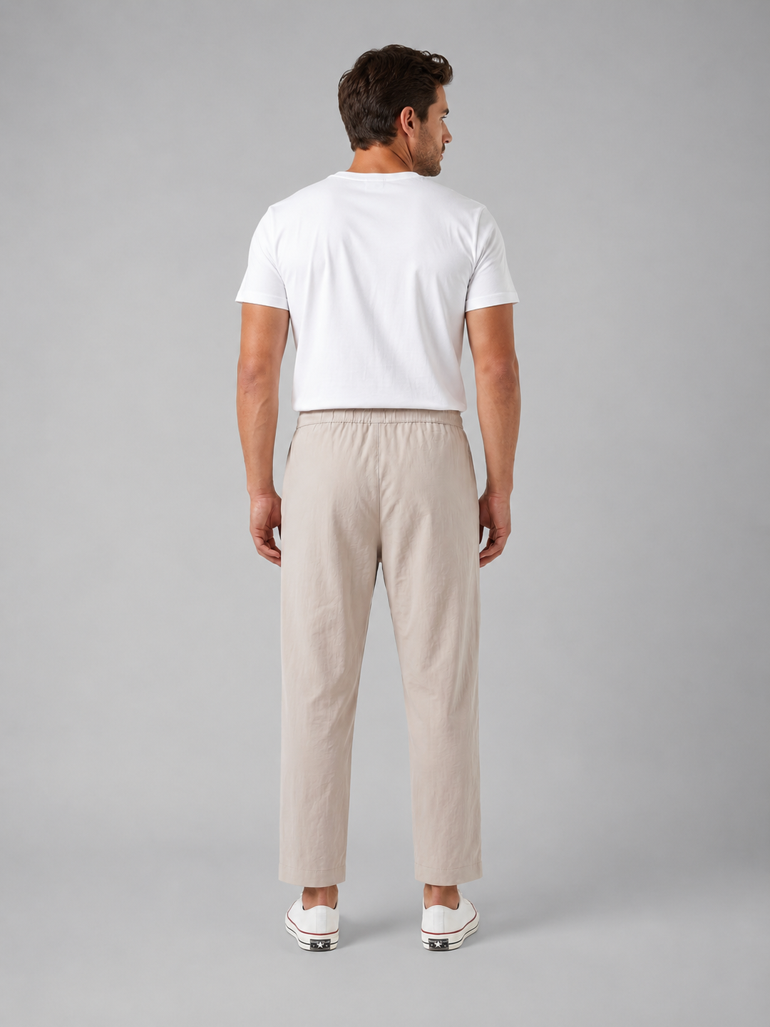 Men’s Cropped Trousers with Drawstring Waist