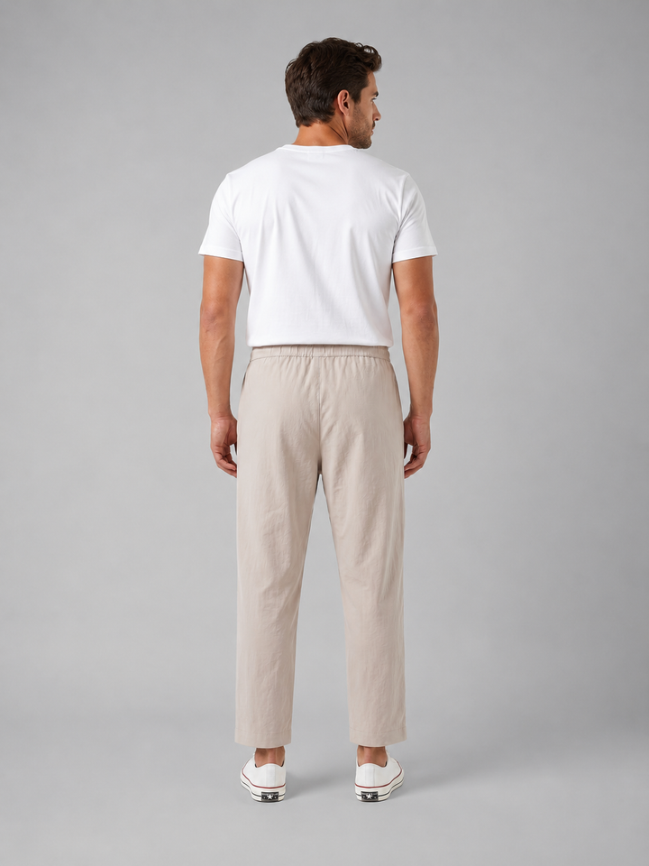 Men’s Cropped Trousers with Drawstring Waist