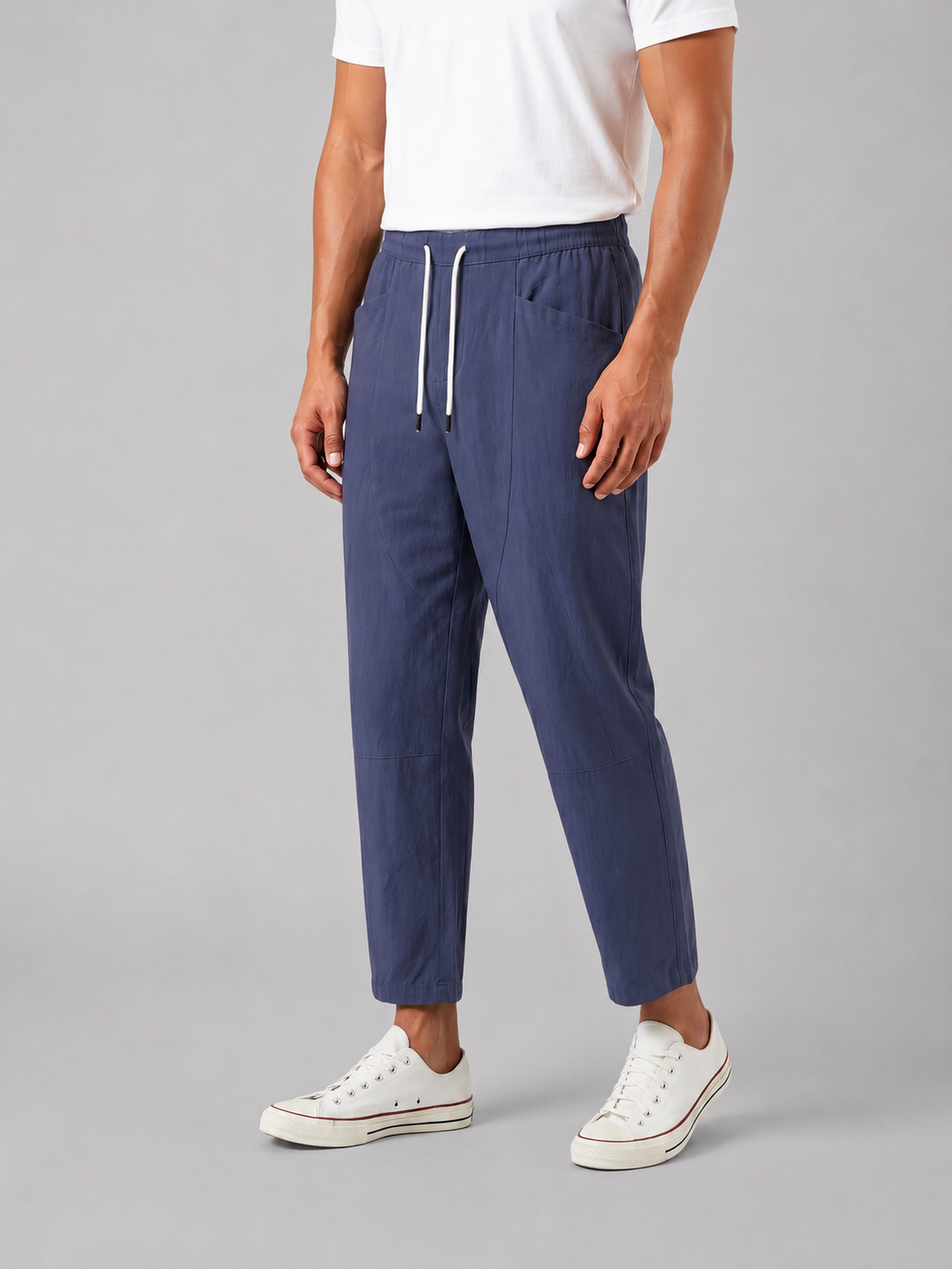 Men’s Cropped Trousers with Drawstring Waist