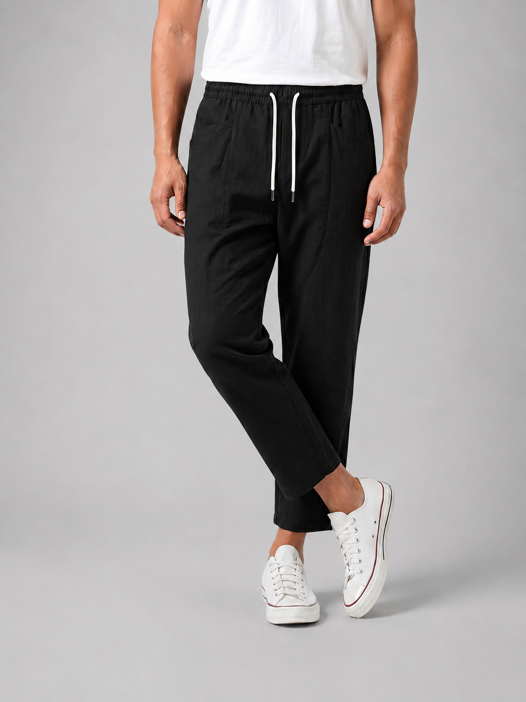 Men’s Cropped Trousers with Drawstring Waist