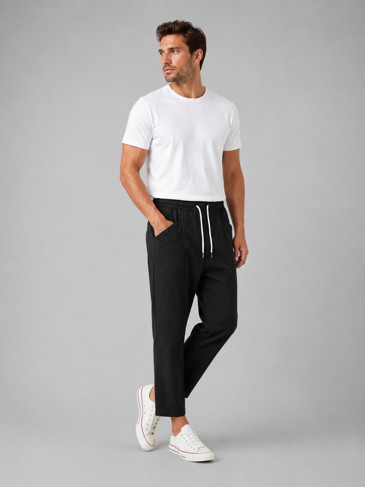 Men’s Cropped Trousers with Drawstring Waist