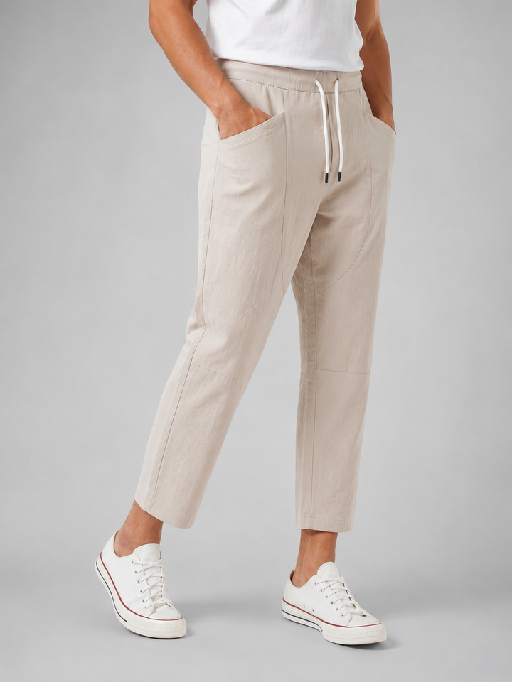 Men’s Cropped Trousers with Drawstring Waist