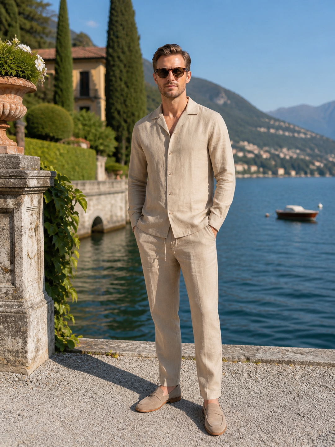 Men’s Lightweight Shirt with Drawstring Trousers