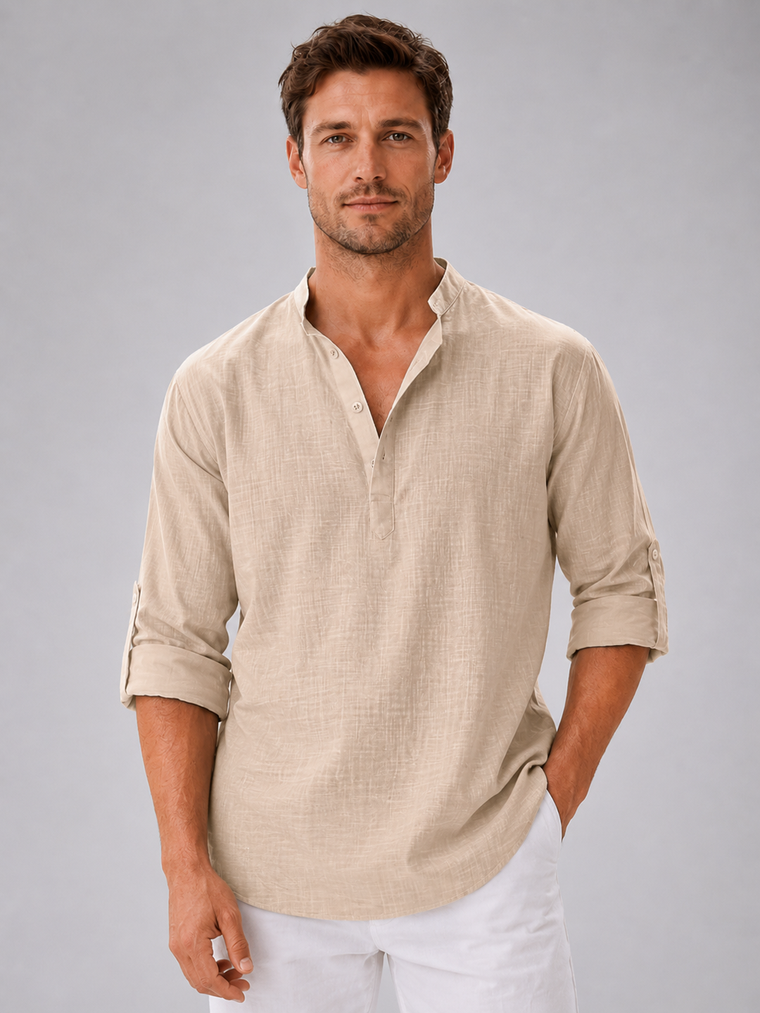 Men’s Lightweight Shirt with Stand Collar