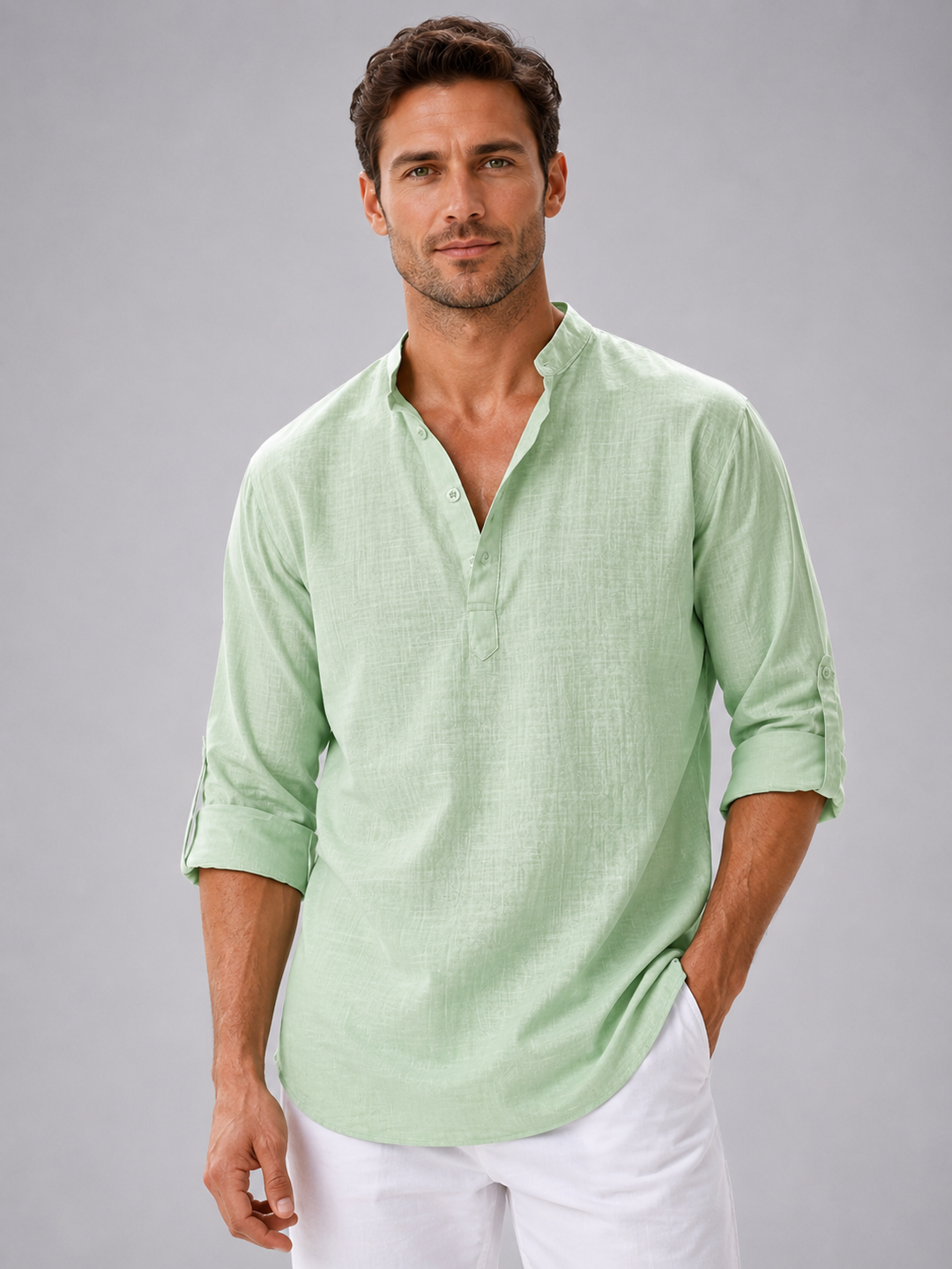 Men’s Lightweight Shirt with Stand Collar