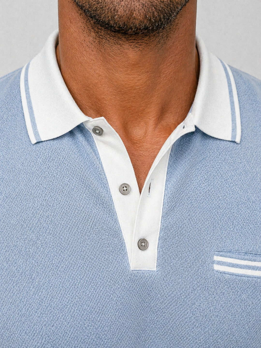 Men’s Long Sleeve Polo with Contrast Collar