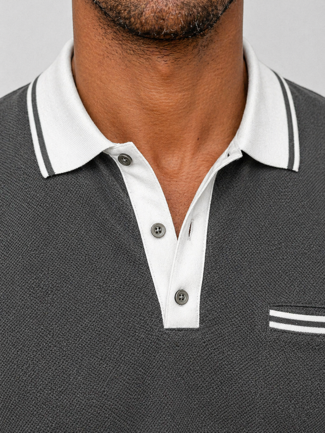 Men’s Long Sleeve Polo with Contrast Collar